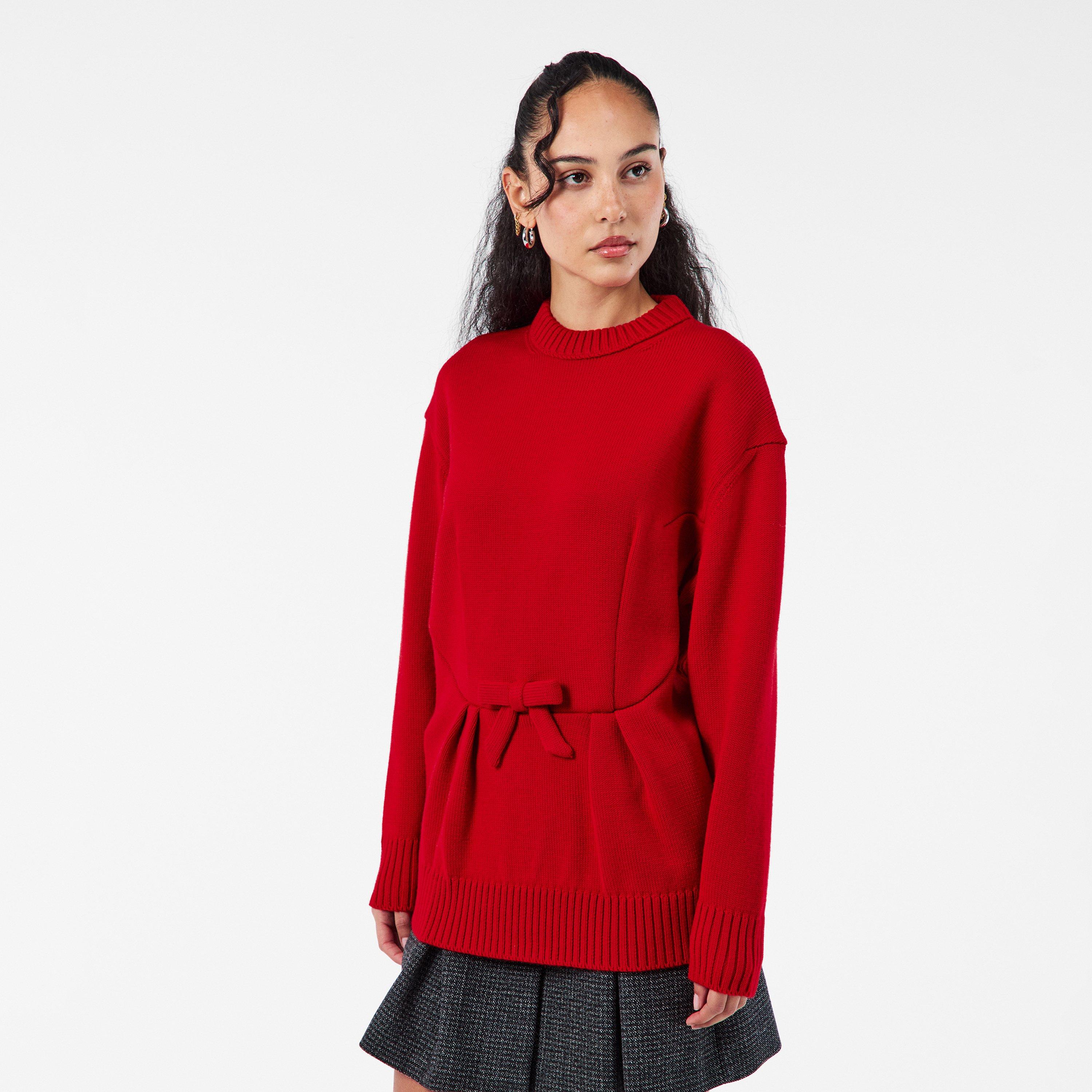 Rosso - Prada - Women's Oversized Knitted Crew Neck Jumper - 3