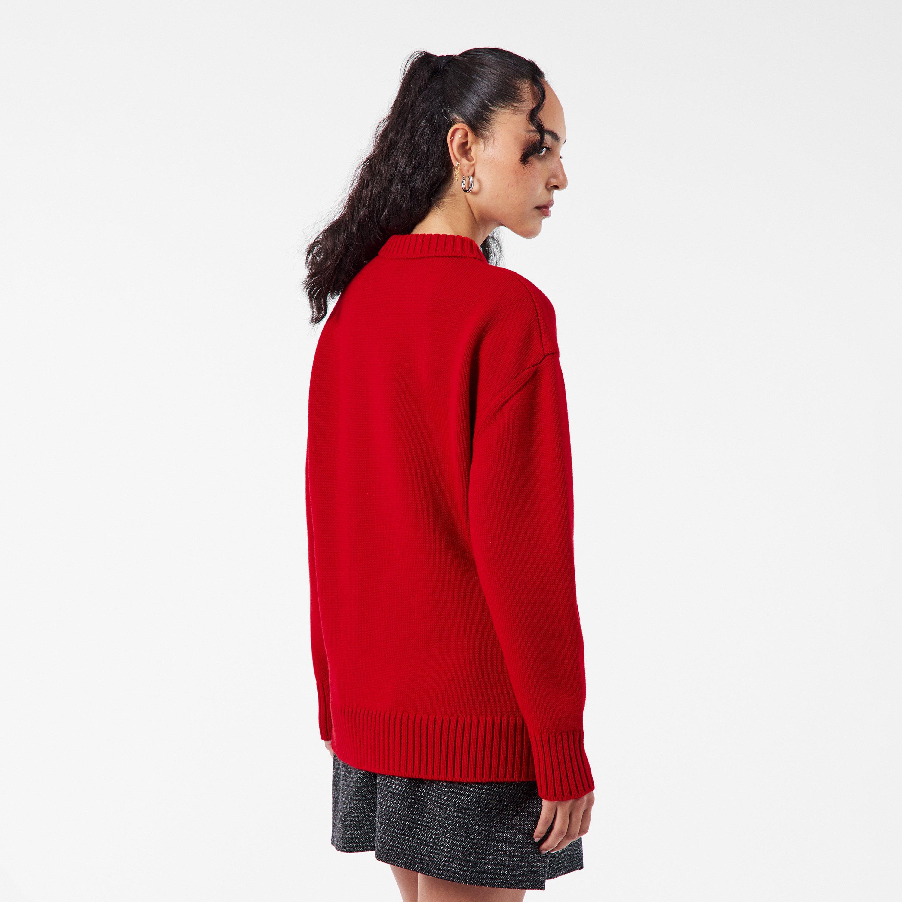 Rosso - Prada - Women's Oversized Knitted Crew Neck Jumper - 4