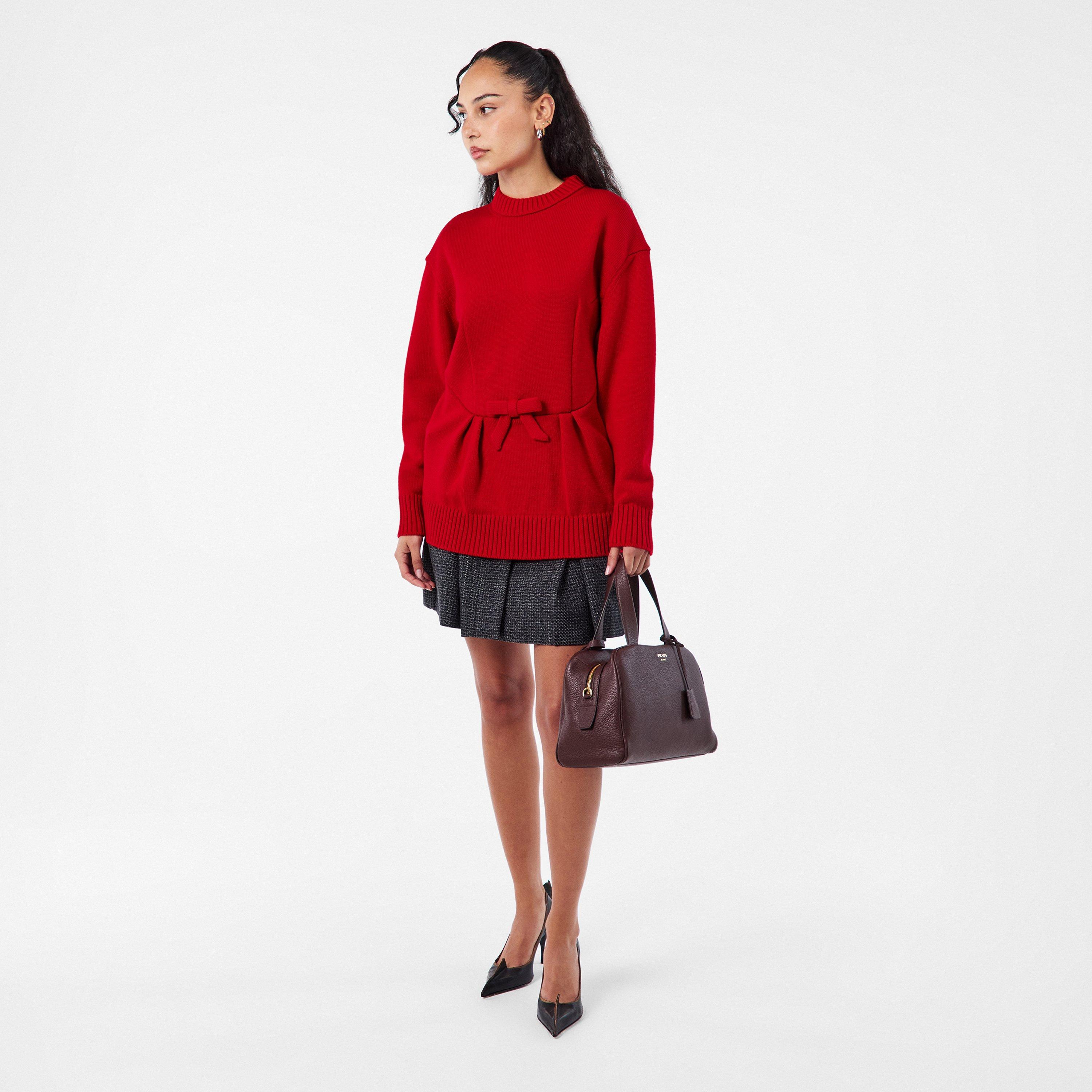 Rosso - Prada - Women's Oversized Knitted Crew Neck Jumper - 6