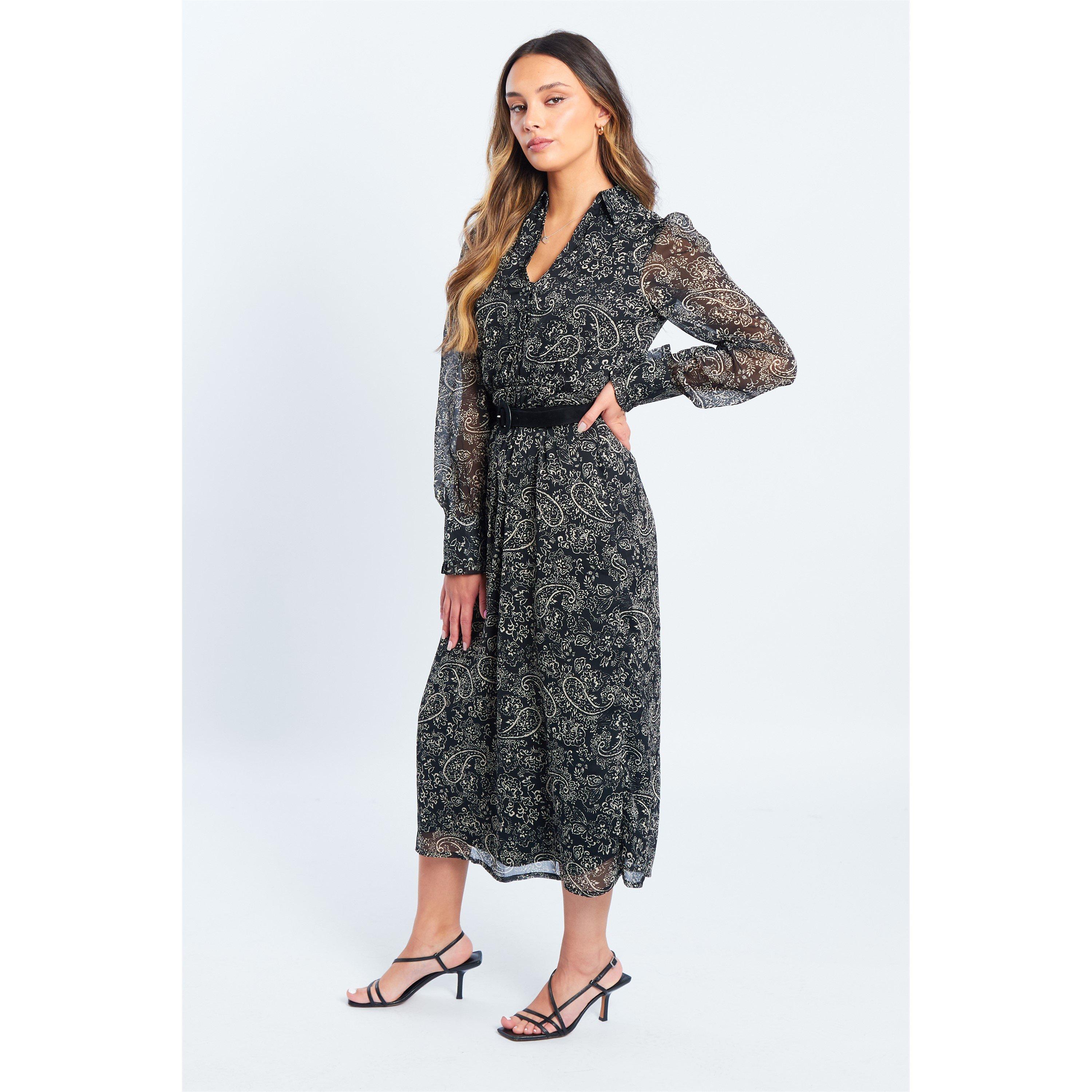 Paisley Print - Be You - Belted Shirt Maxi Dress - 2