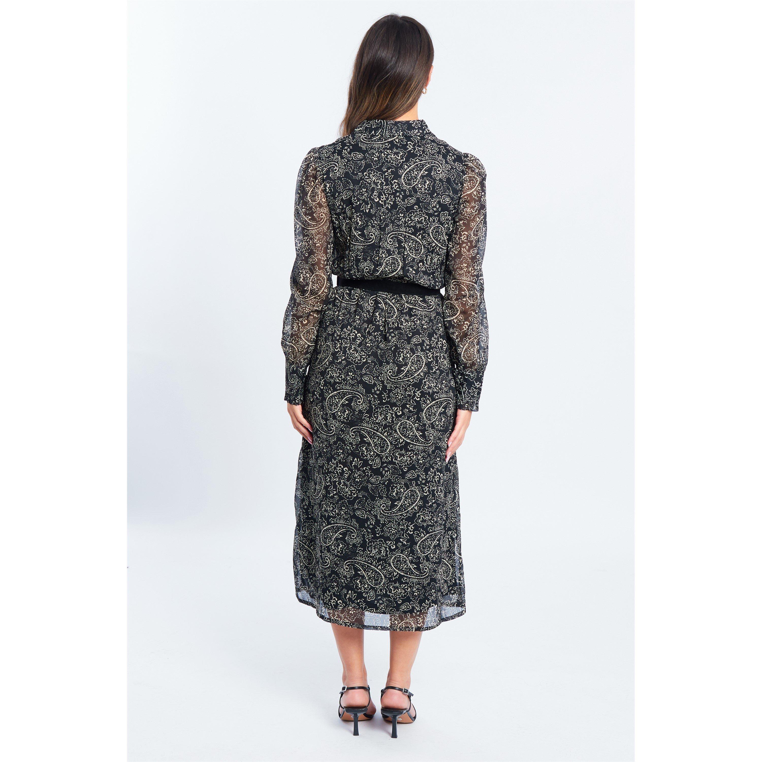 Paisley Print - Be You - Belted Shirt Maxi Dress - 3