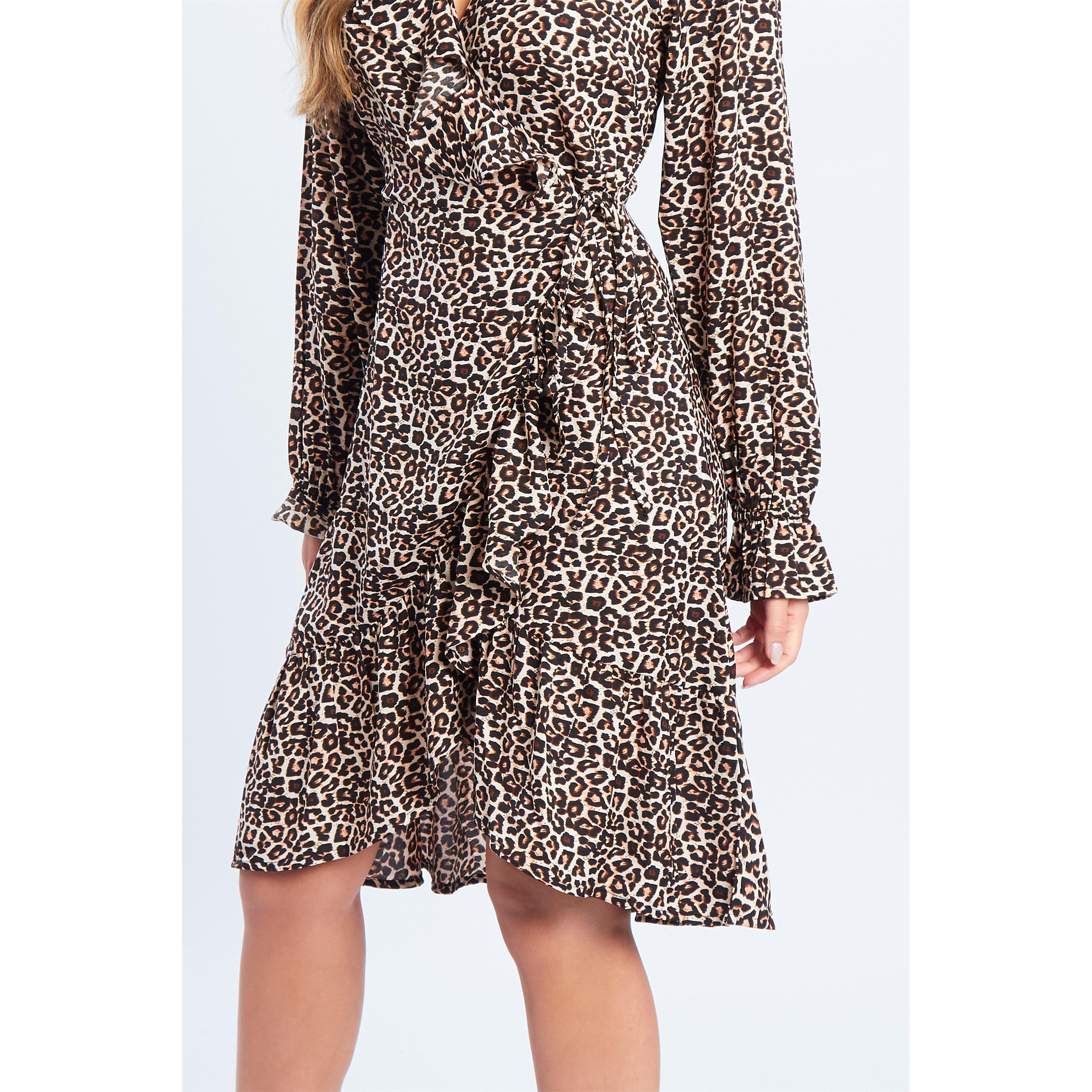 Luipaardprint - Be You - Leopard Ruffle Wrap Mini Dress - 4