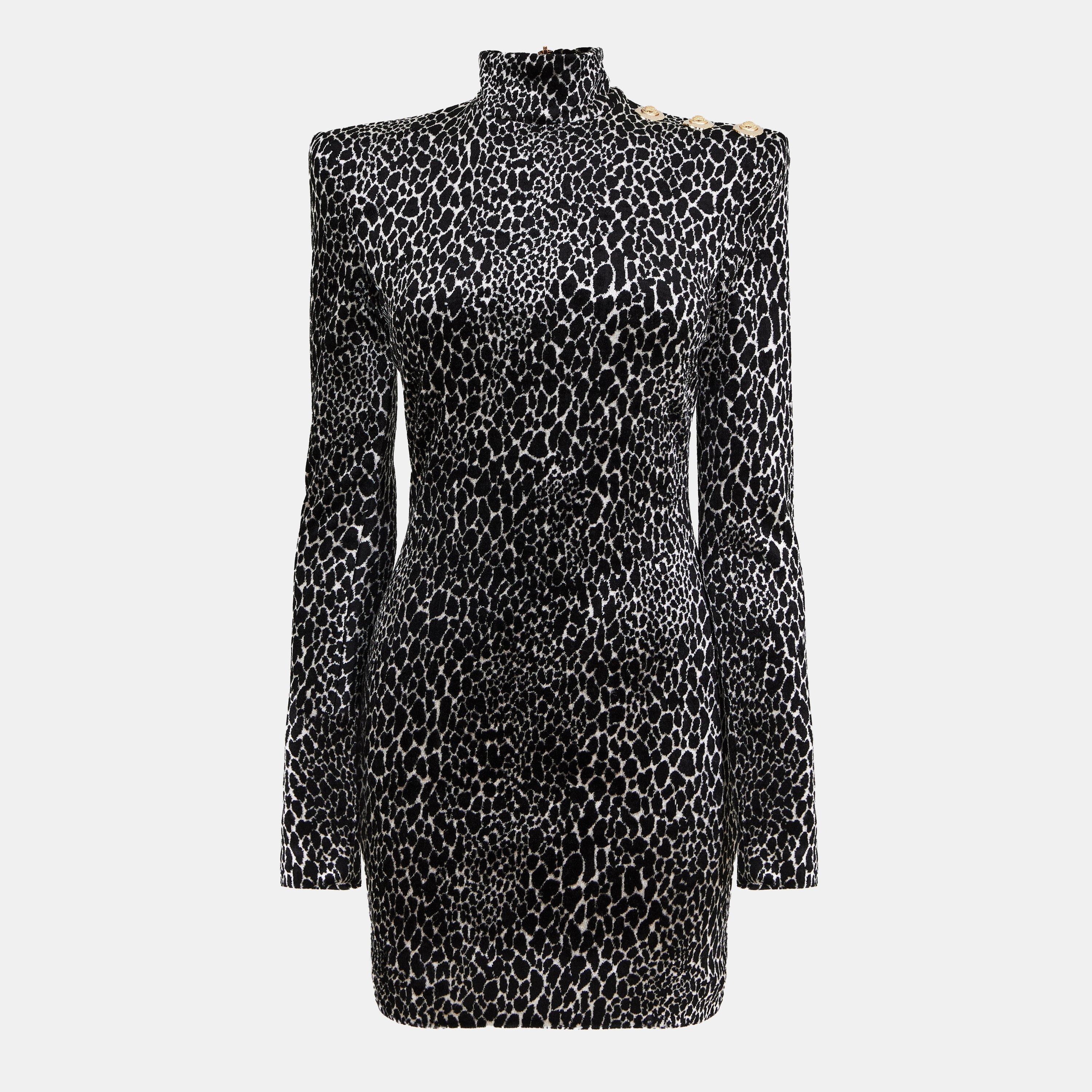Balmain Women's Structured Metal Hardware Textured Mini Dress - Beige/Noir - Size 12 (40)