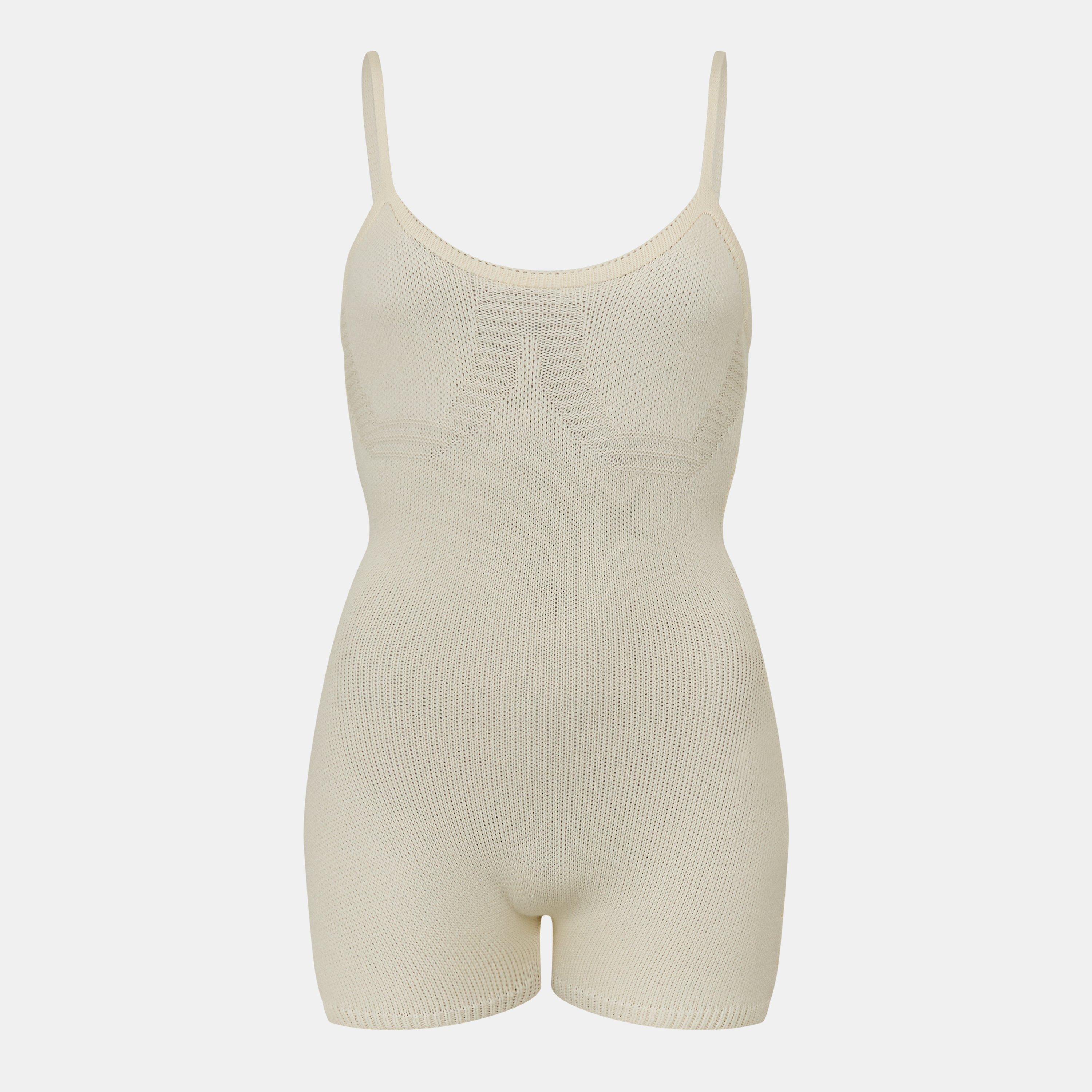 Missy Empire Women's Thick Knitted Unitard - Cream - 10 (S)