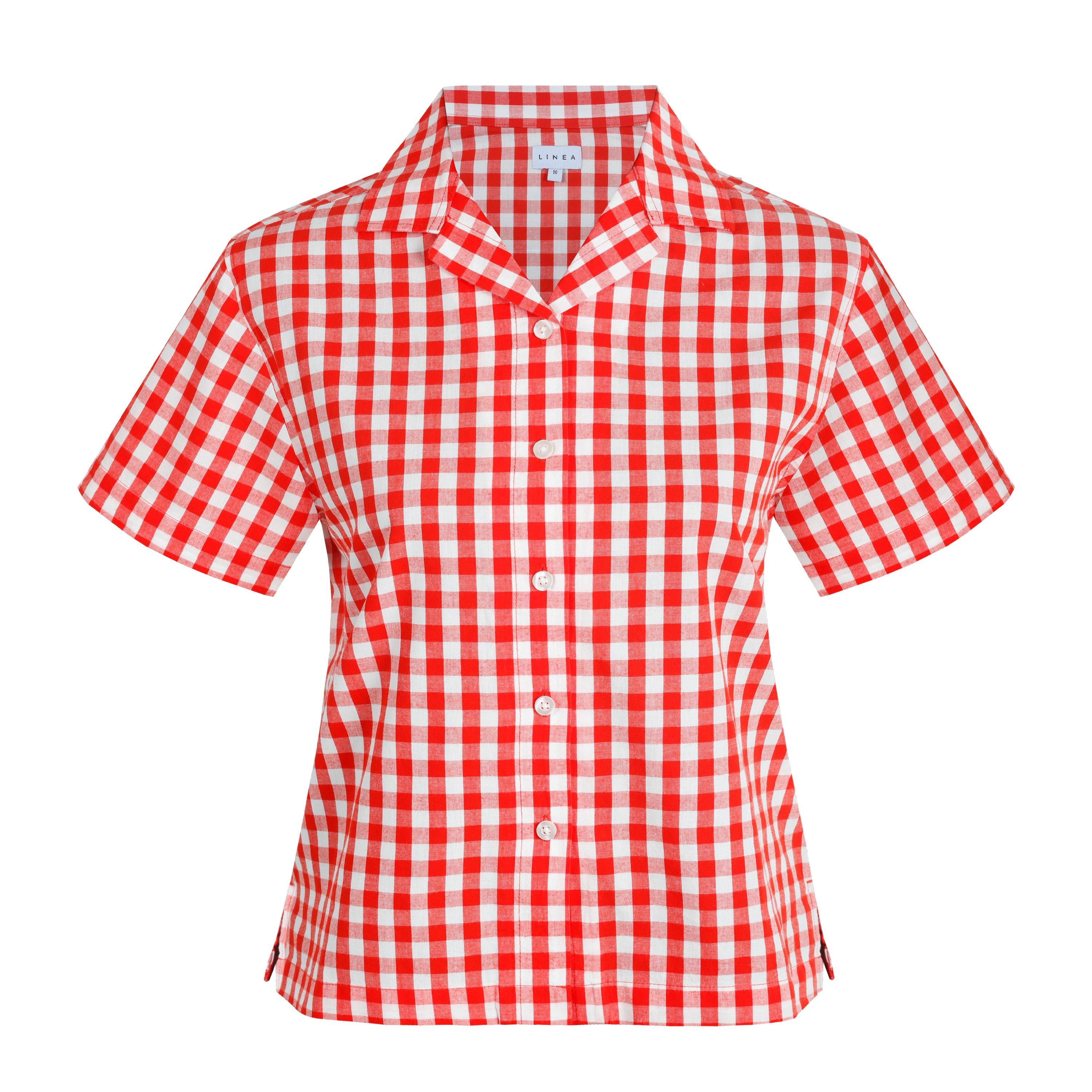 Red/White - Linea - Women's Pyjama Short-Sleeve Top - 1