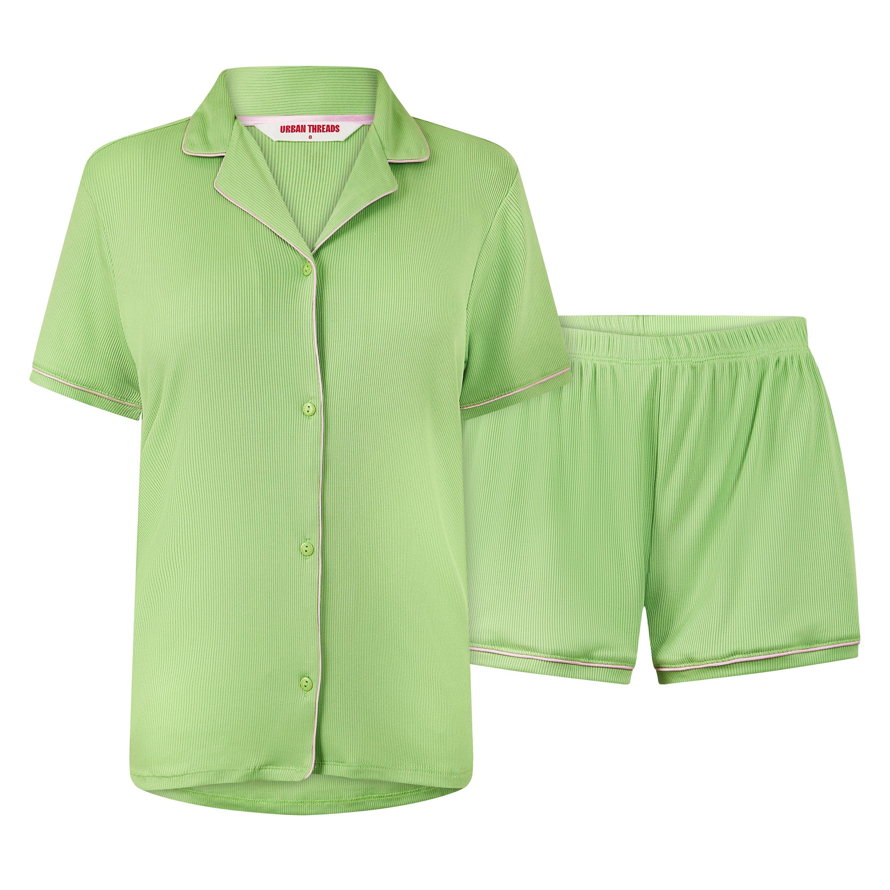 Groen/Roze - Urban Threads - Women's Short Sleeve Pyjama Set - 1
