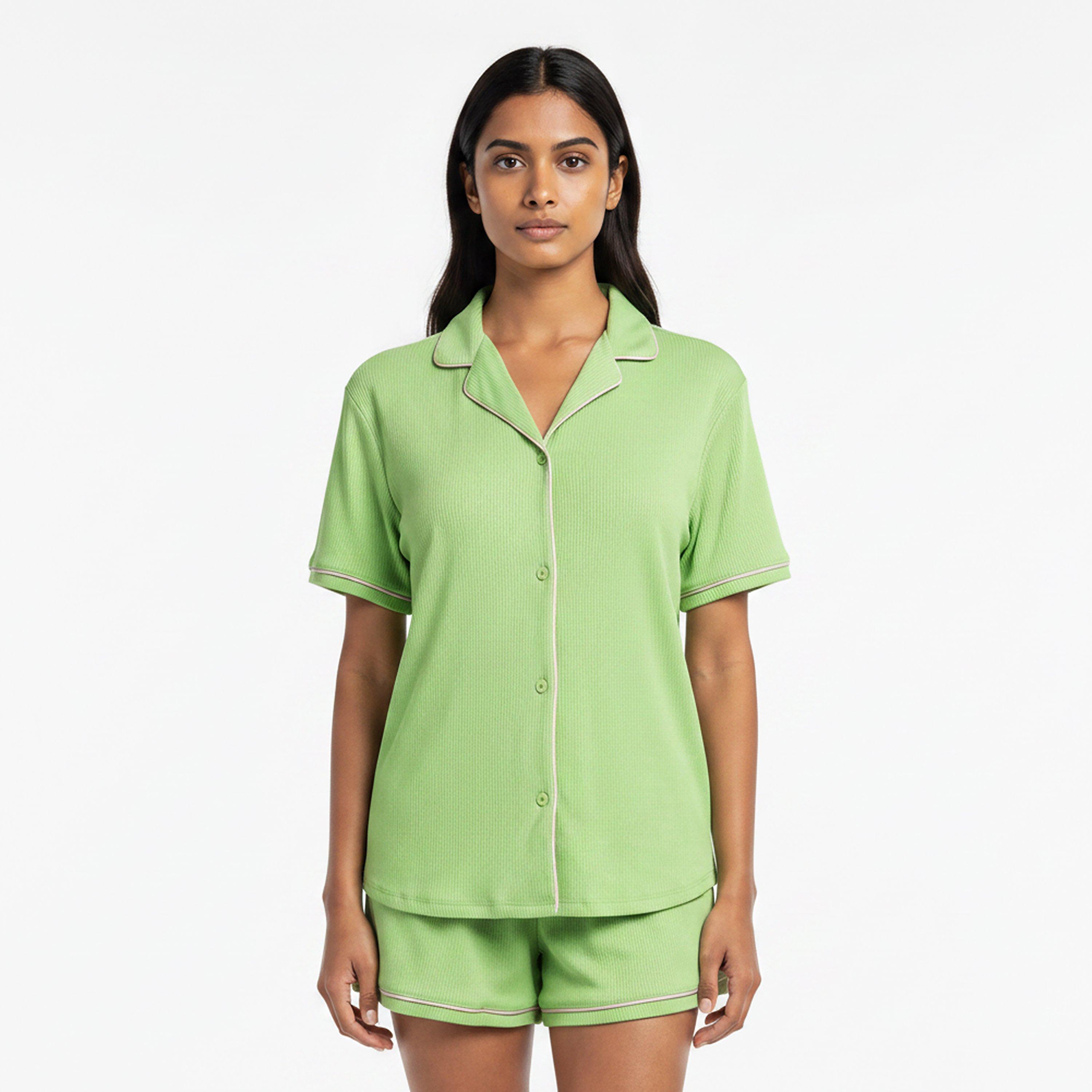 Green/Pink - Urban Threads - Women's Short Sleeve Pyjama Set - 3