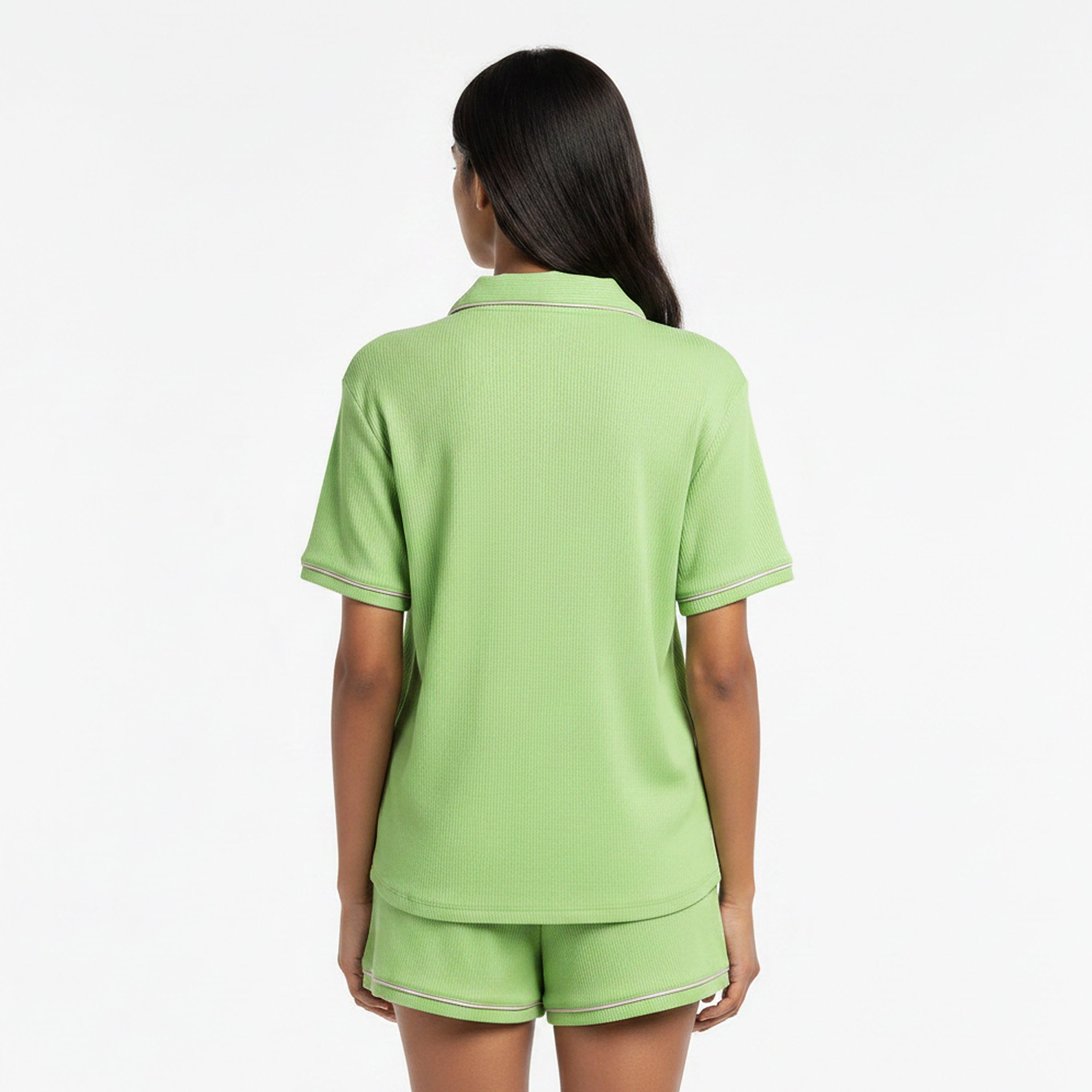 Green/Pink - Urban Threads - Women's Short Sleeve Pyjama Set - 4