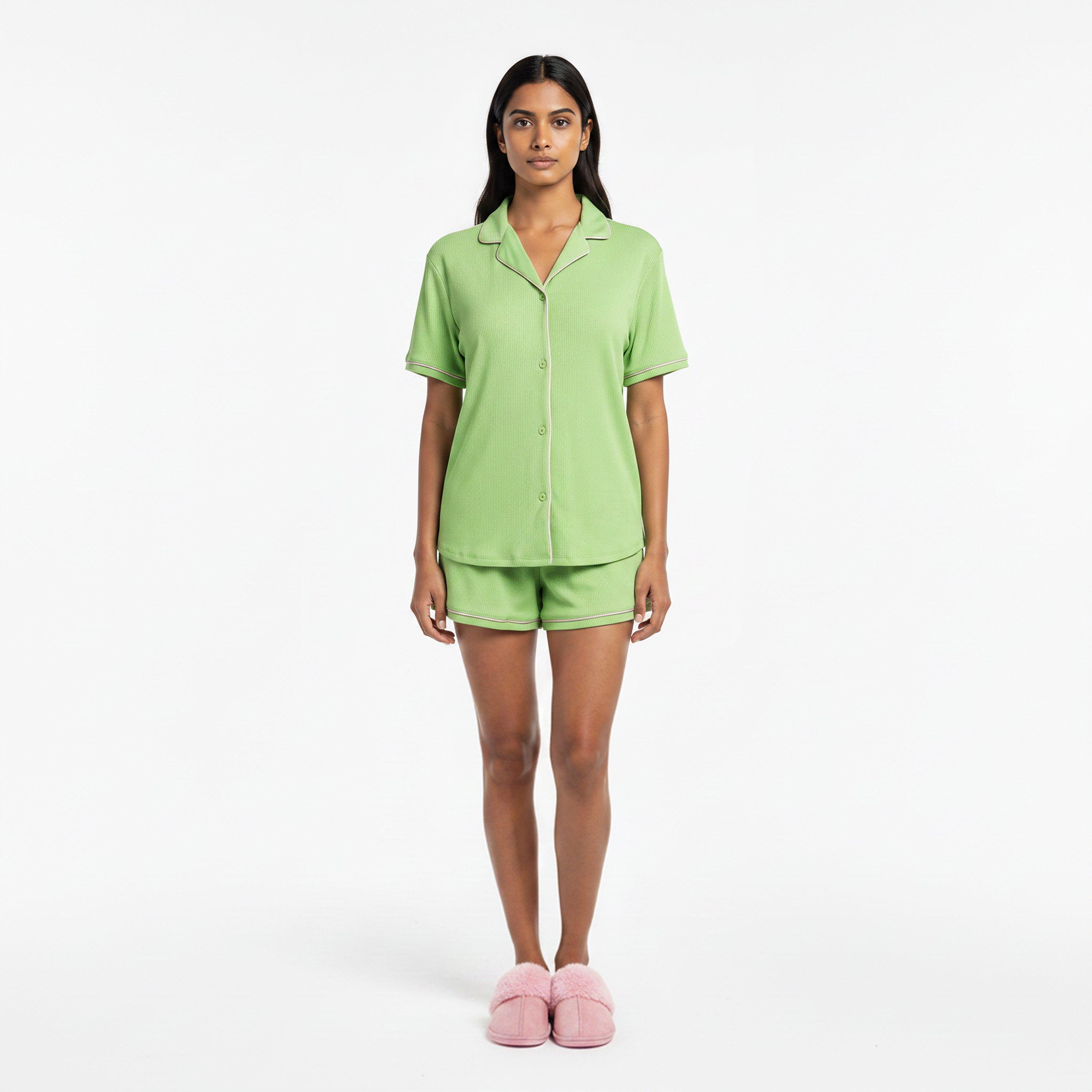 Green/Pink - Urban Threads - Women's Short Sleeve Pyjama Set - 5