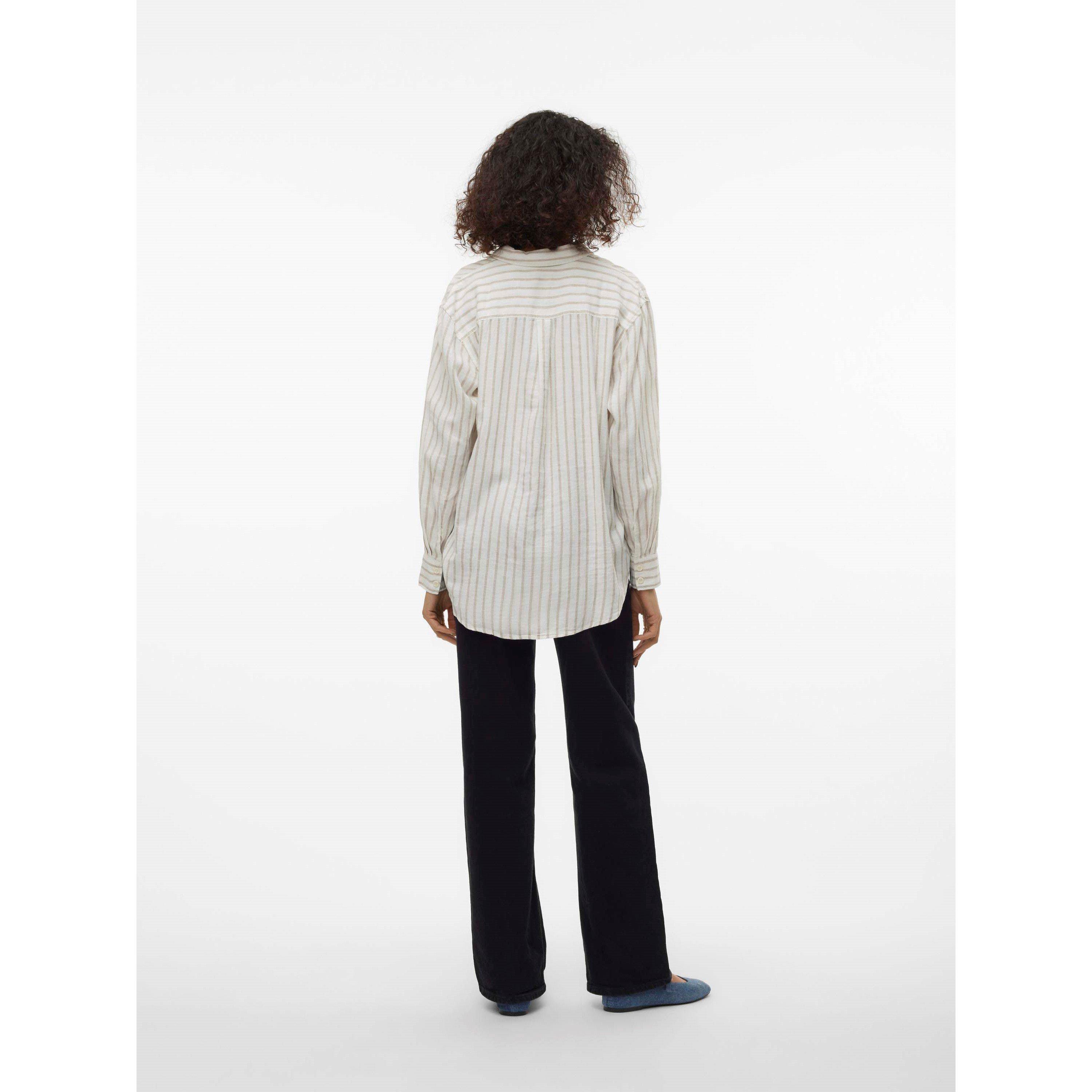 Snow Wh/Stripes - Vero Moda - Women's Long Sleeve Plain Shirt - 3