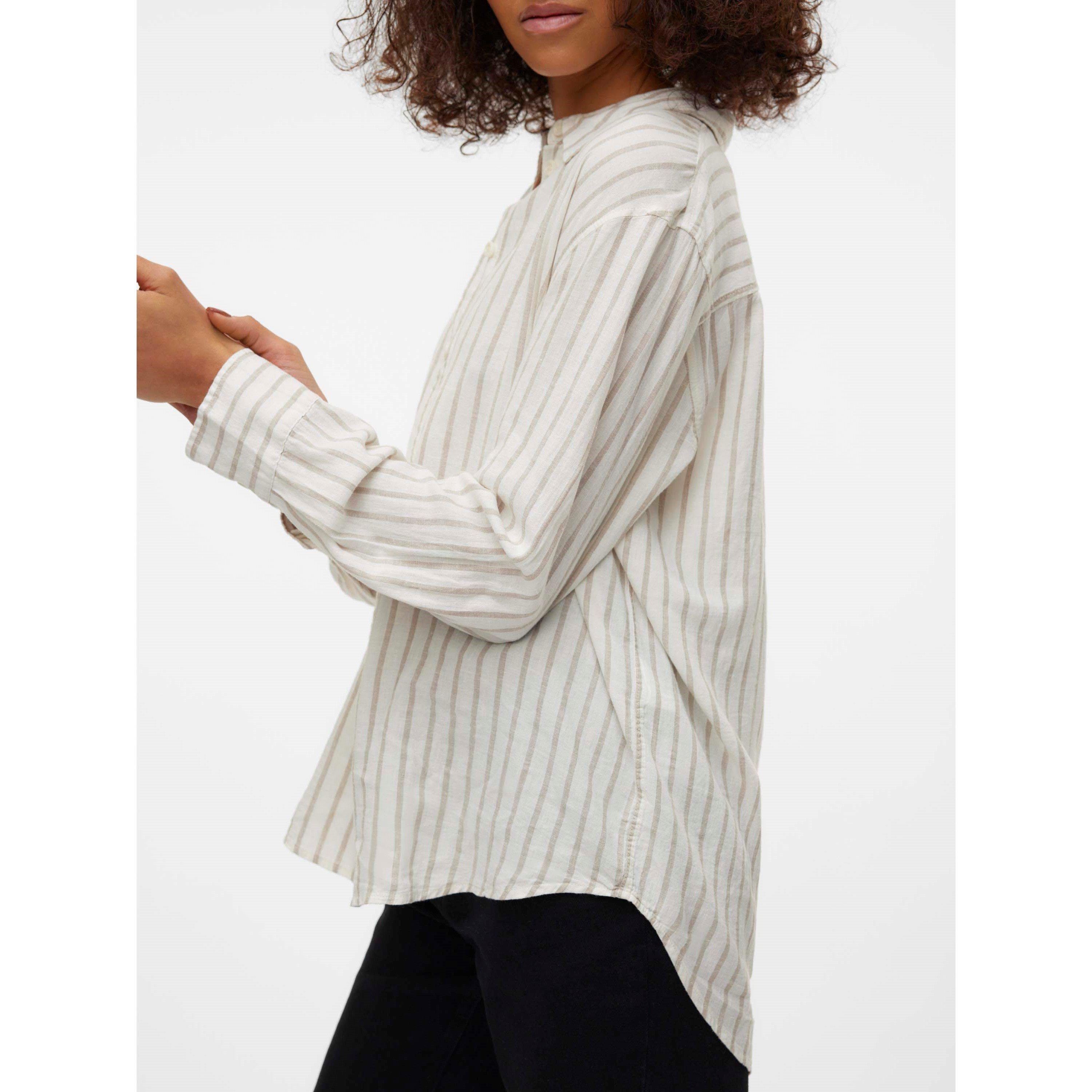 Snow Wh/Stripes - Vero Moda - Women's Long Sleeve Plain Shirt - 5