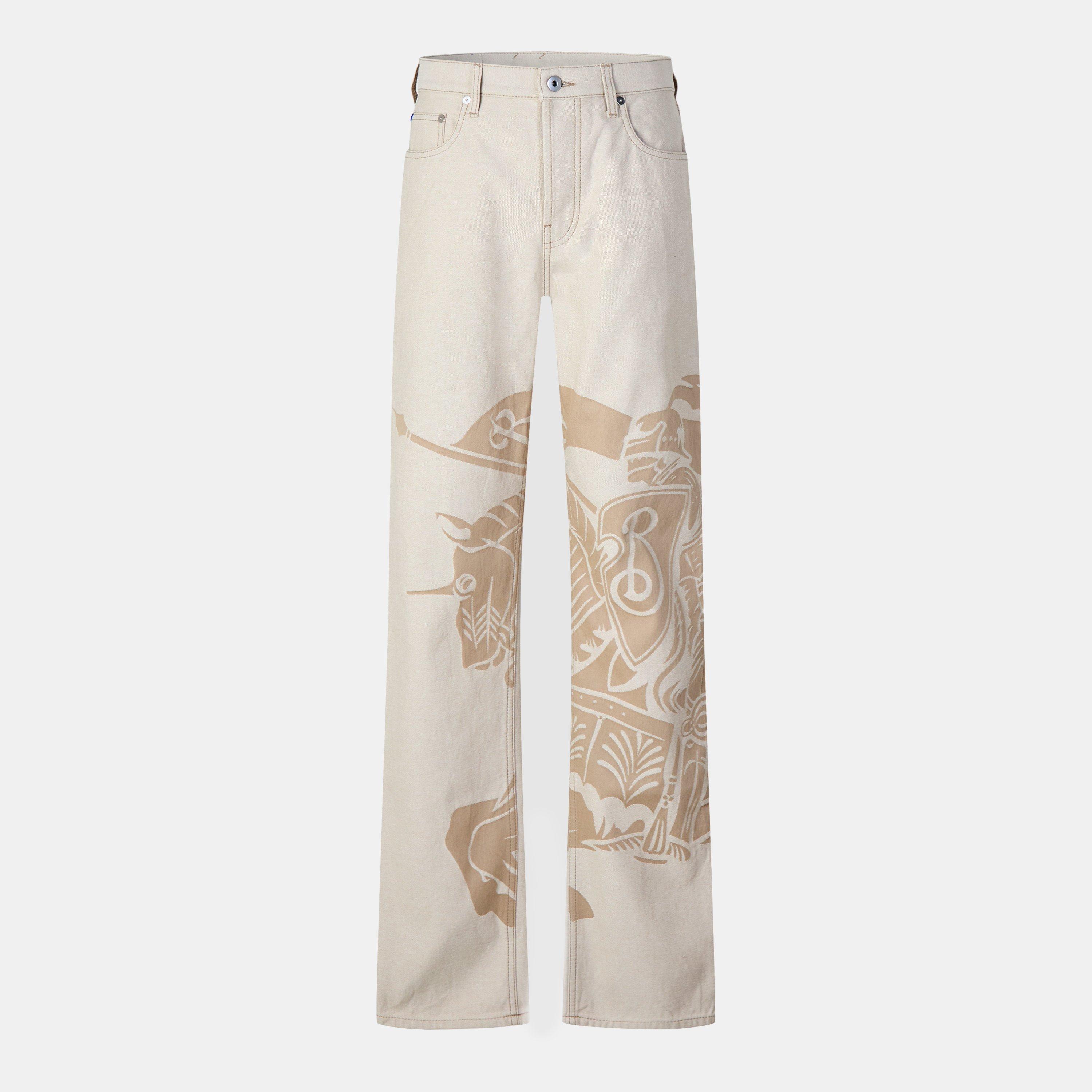 Beige - Burberry - Women's Burb Wide Leg Jeans - 1