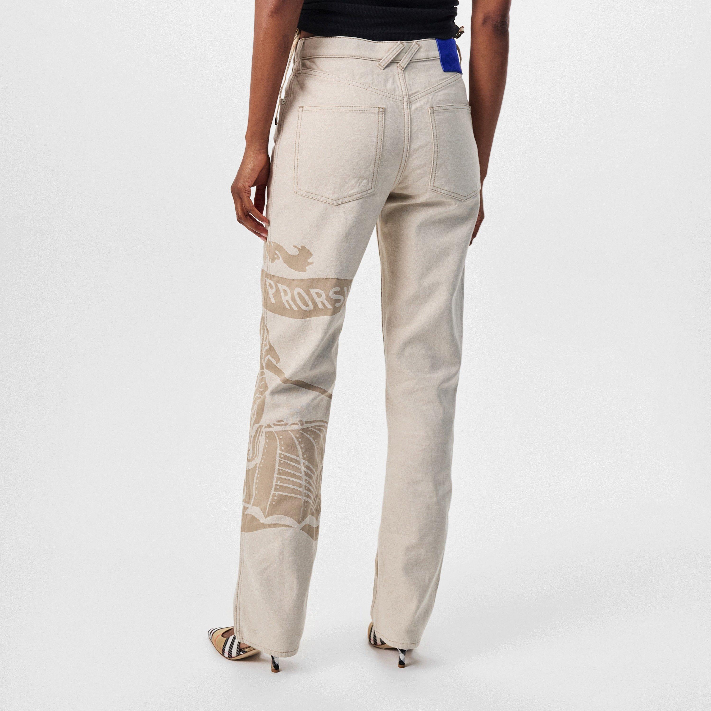 Beige - Burberry - Women's Burb Wide Leg Jeans - 4