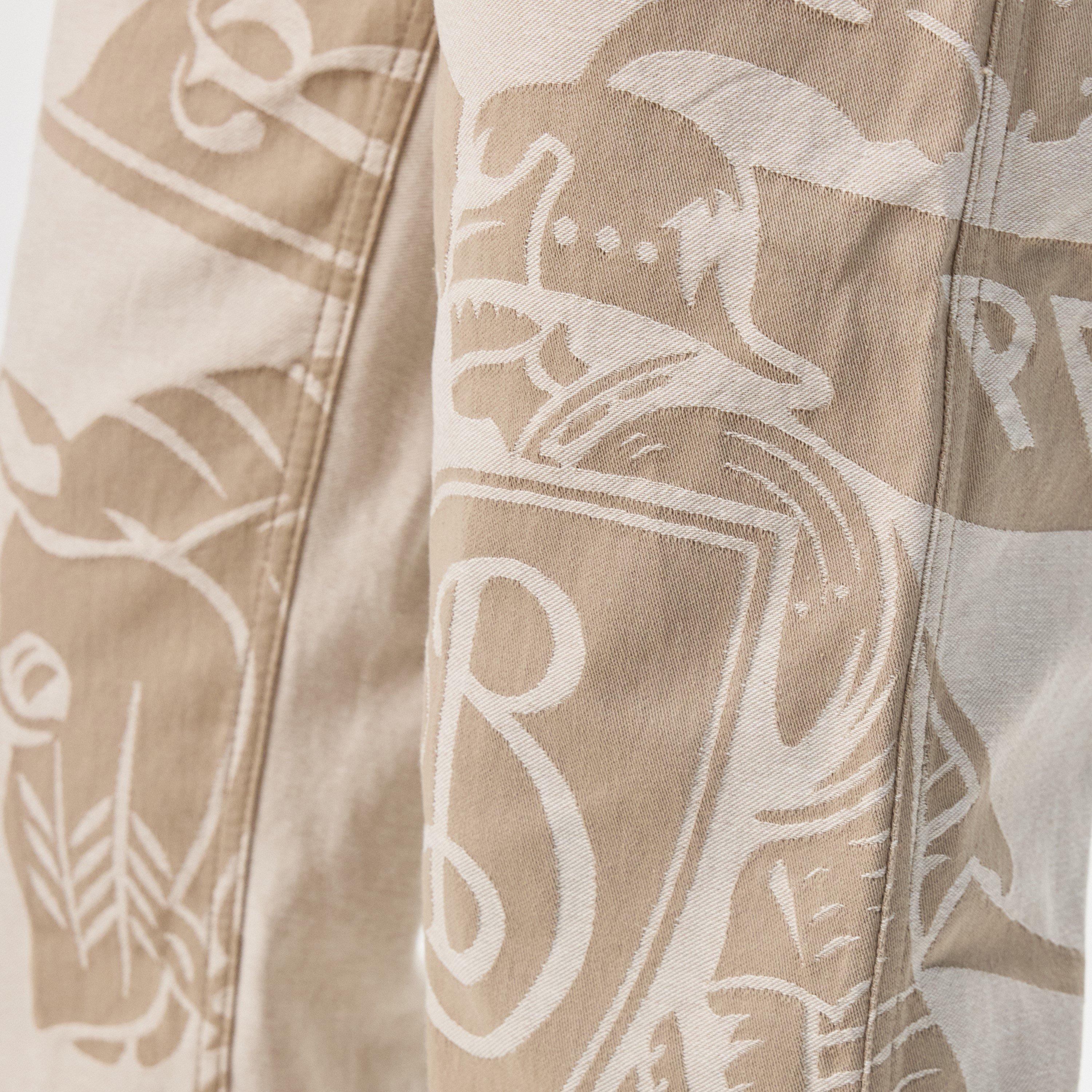 Beige - Burberry - Women's Burb Wide Leg Jeans - 5