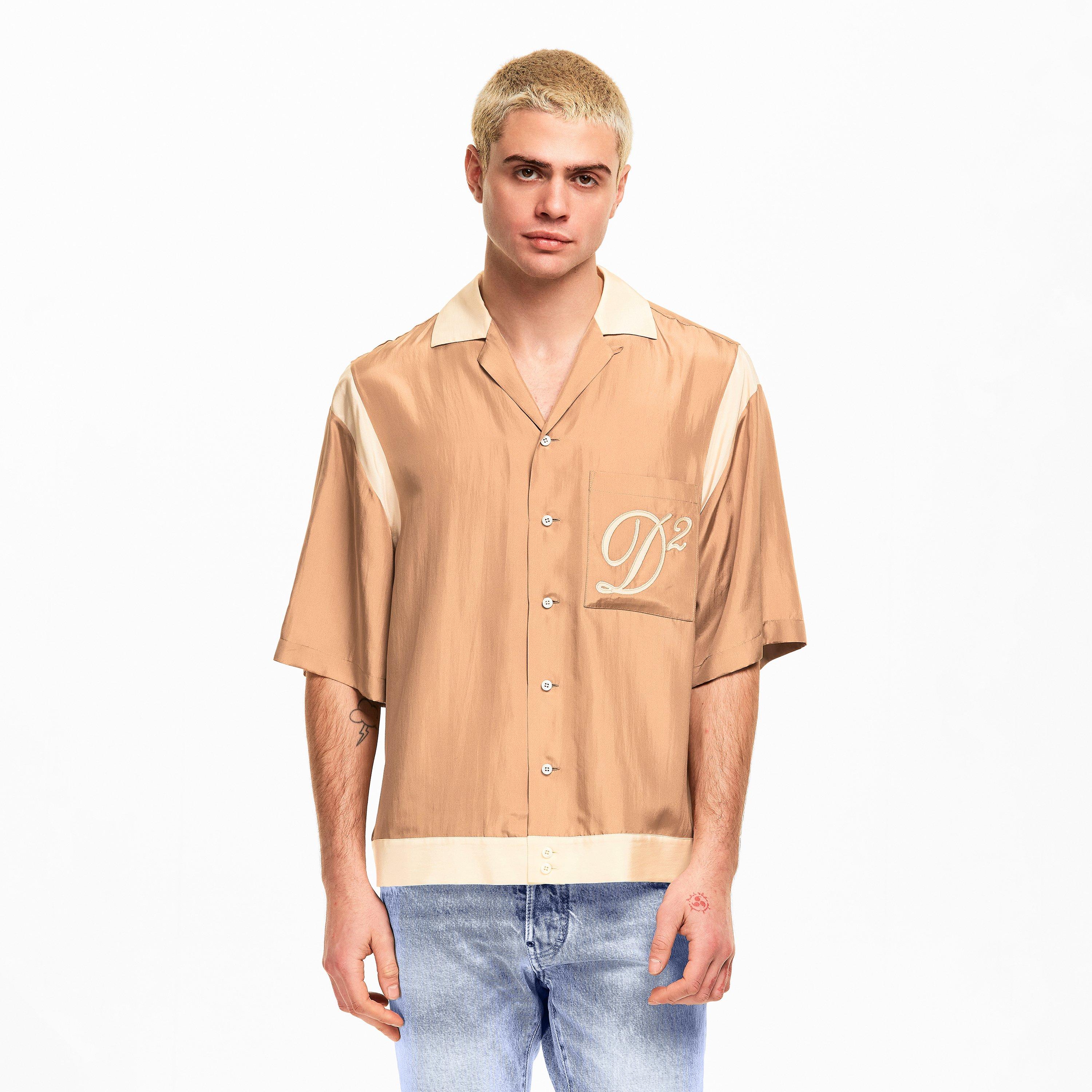 Walnut - DSquared2 - Men's DSQ Short Sleeve Bowling Shirt - 3