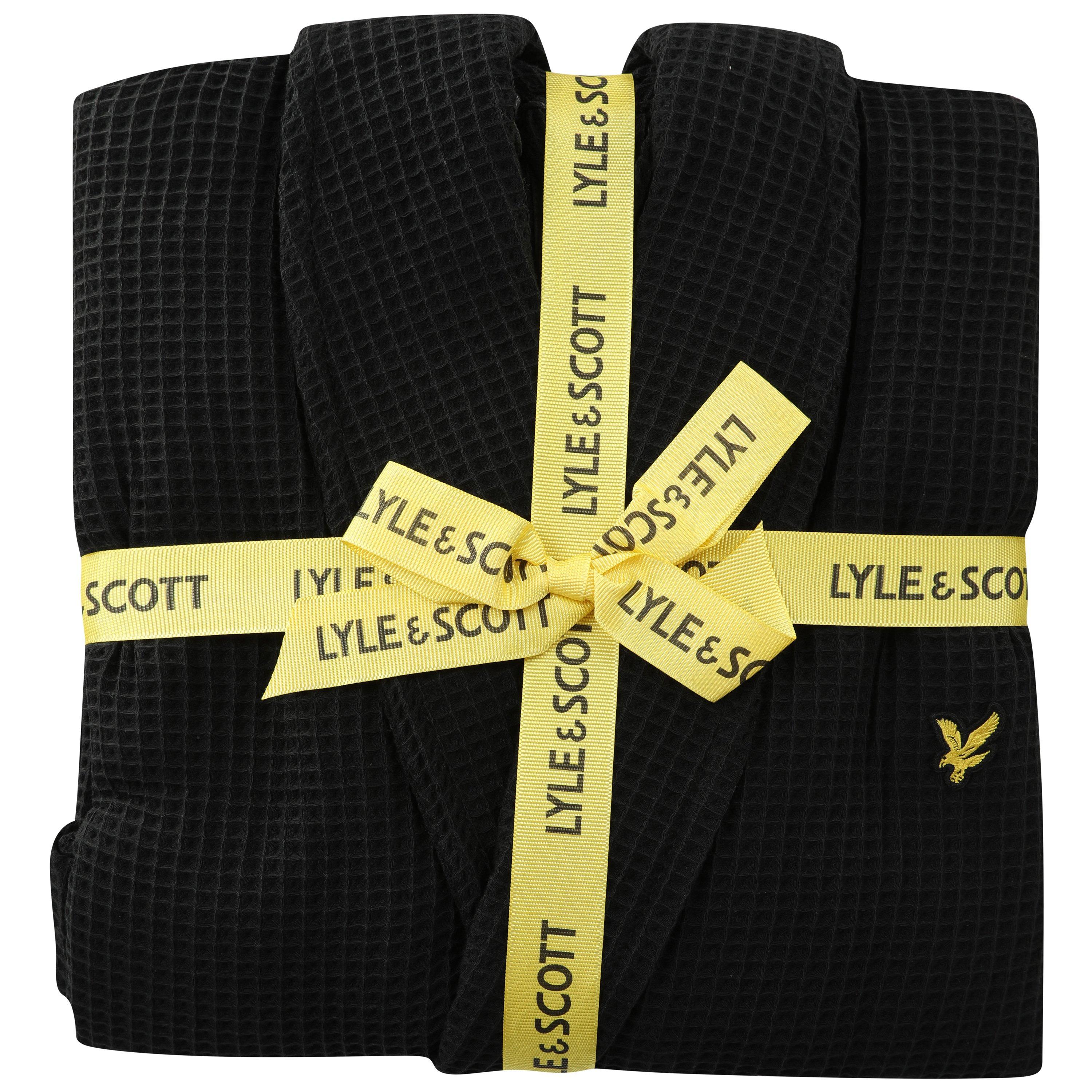 Black - Lyle and Scott - Waffle Bathrobe - 3