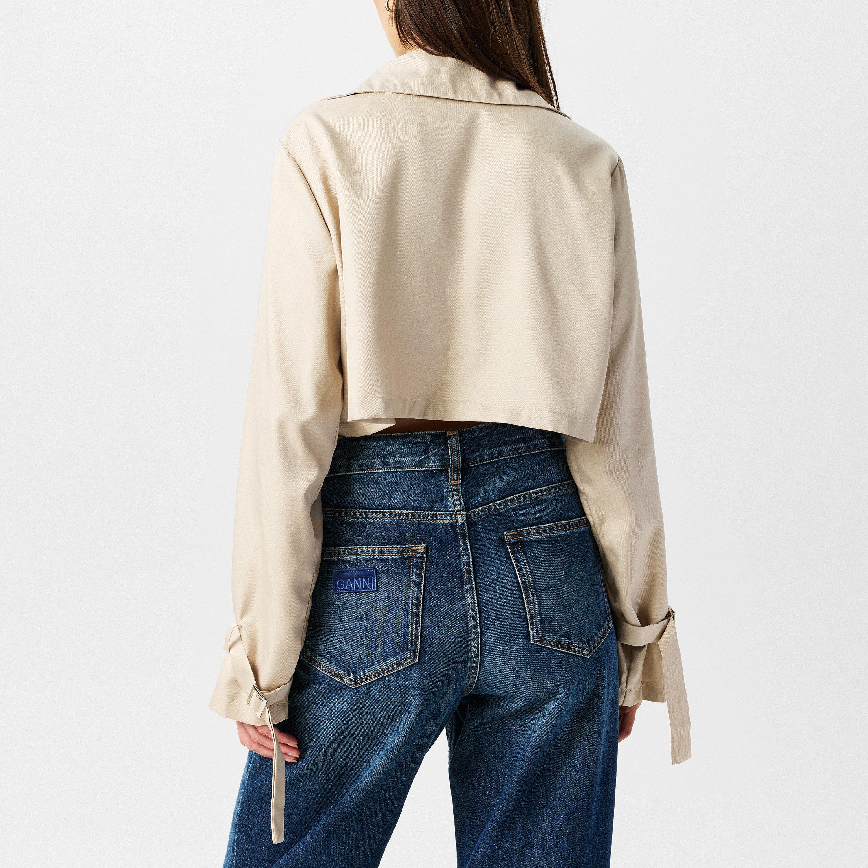 Stone - Missy Empire - Oversized Cropped Long Sleeve Trench Coat - 4