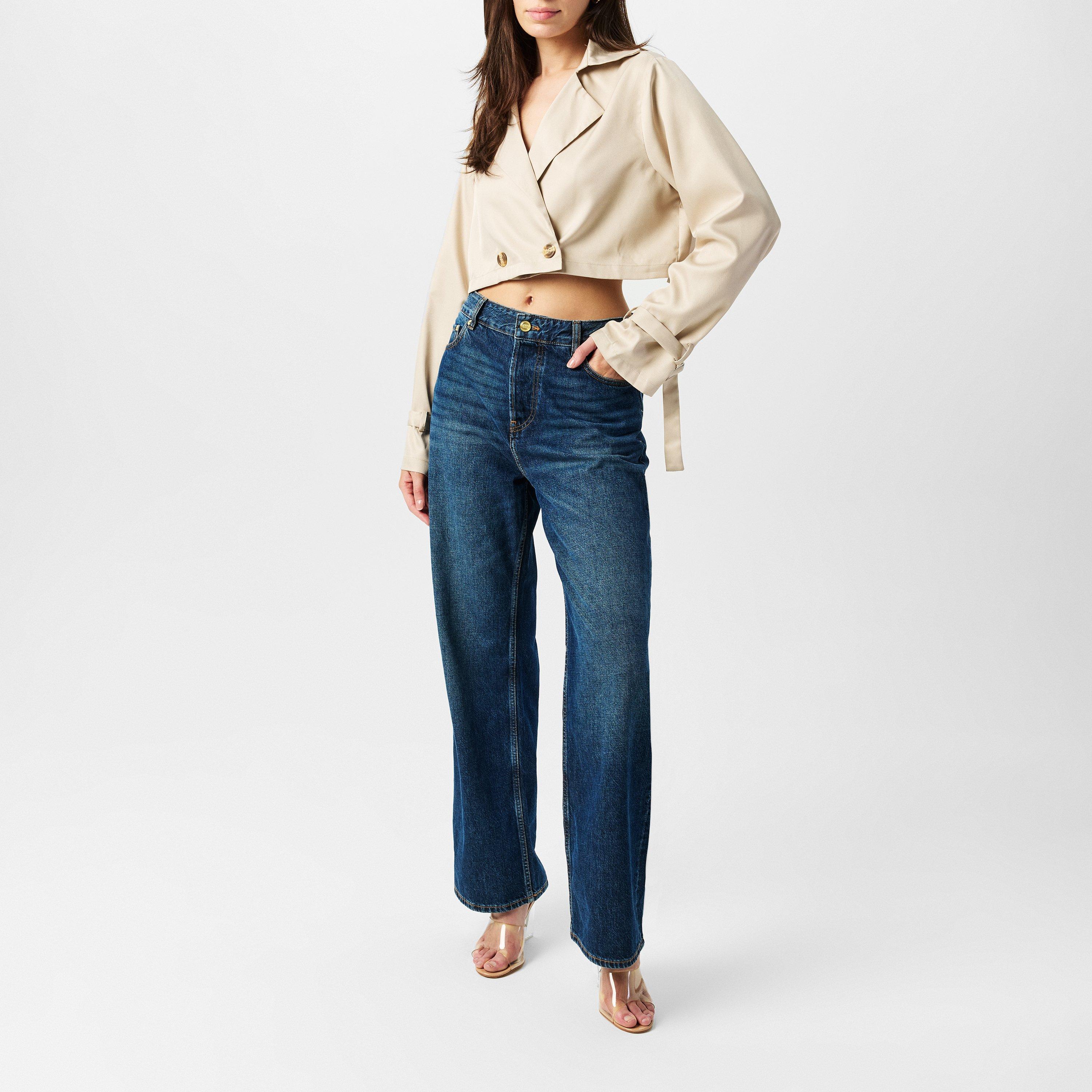 Stone - Missy Empire - Oversized Cropped Long Sleeve Trench Coat - 6