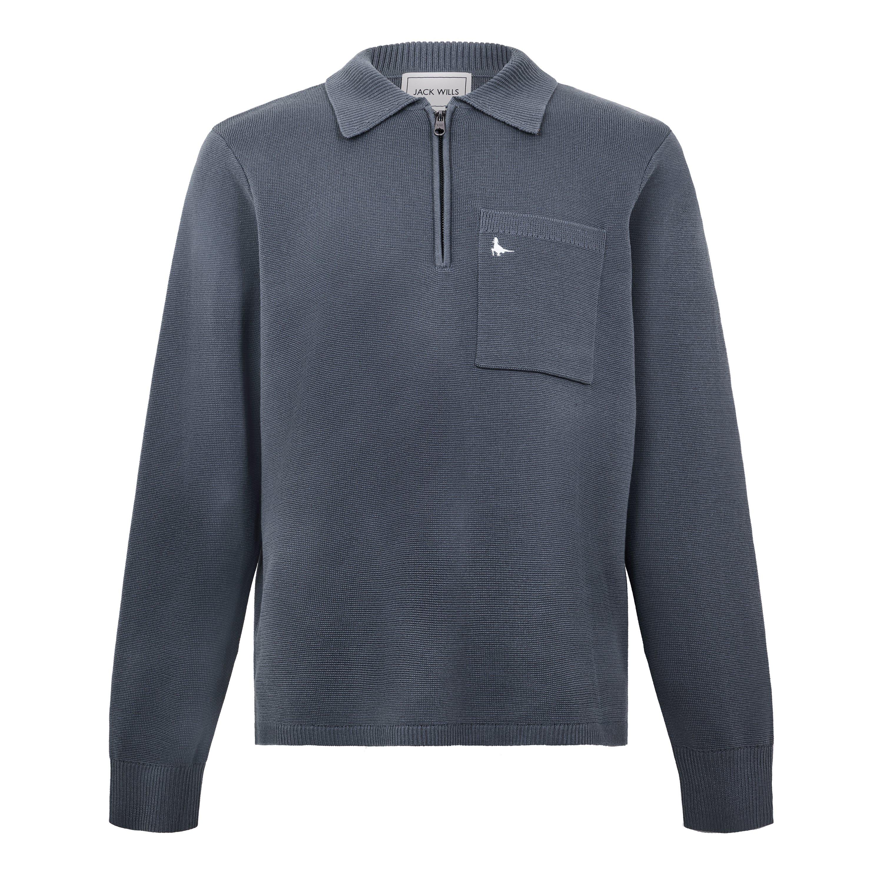 Midnight Grey - Jack Wills - JW Collared Knt 1/4 Sn64 - 1