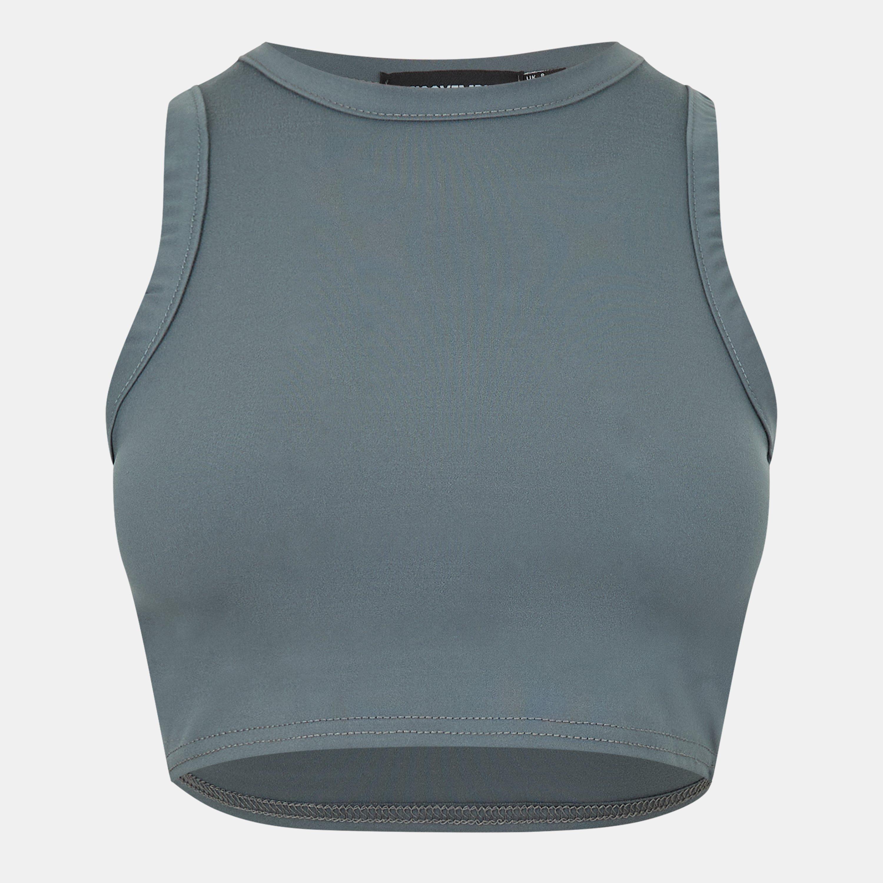 Grises - Missy Empire - Premium Sculpt Racer Crop Top Womens - 1