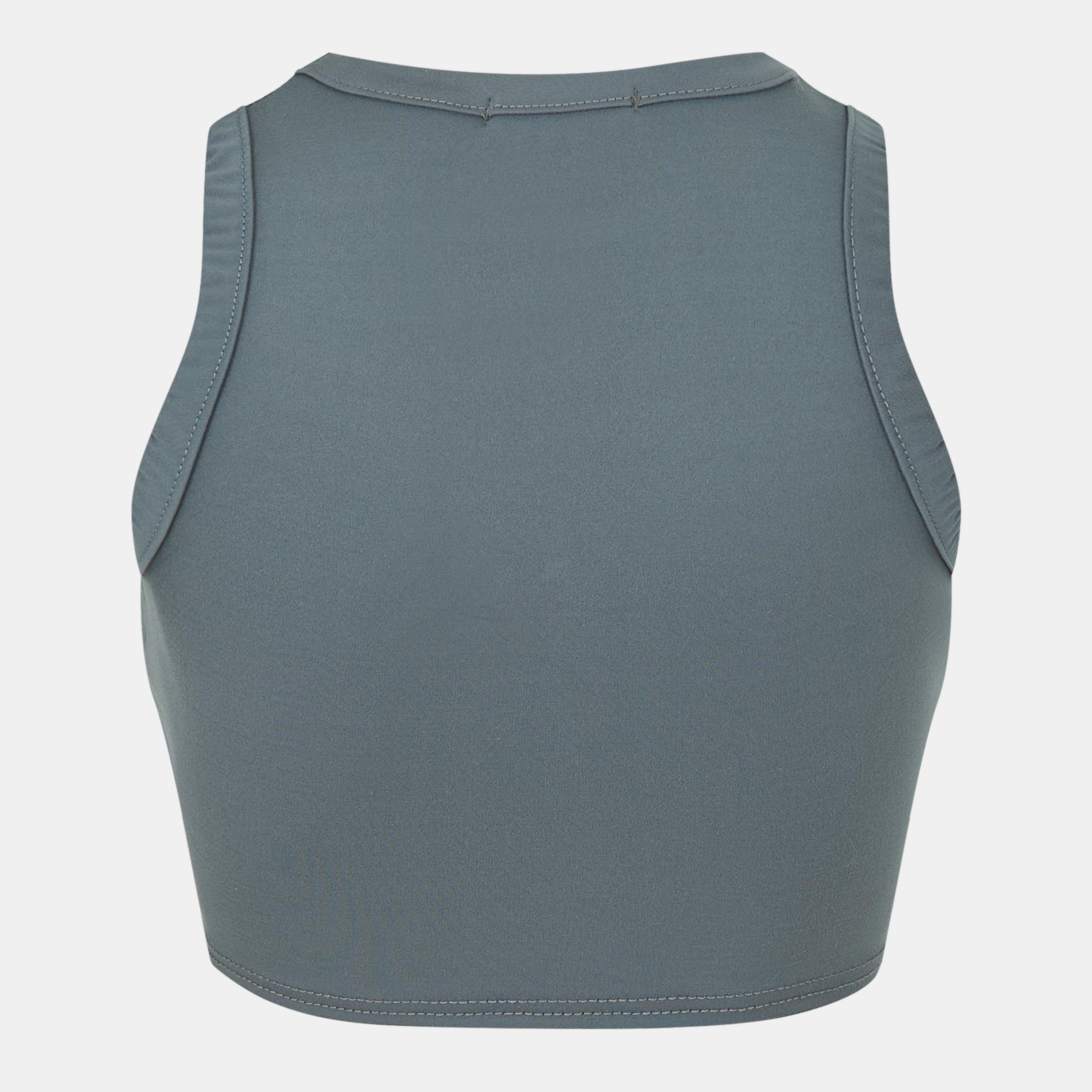 Grey - Missy Empire - Premium Sculpt Racer Crop Top Womens - 2