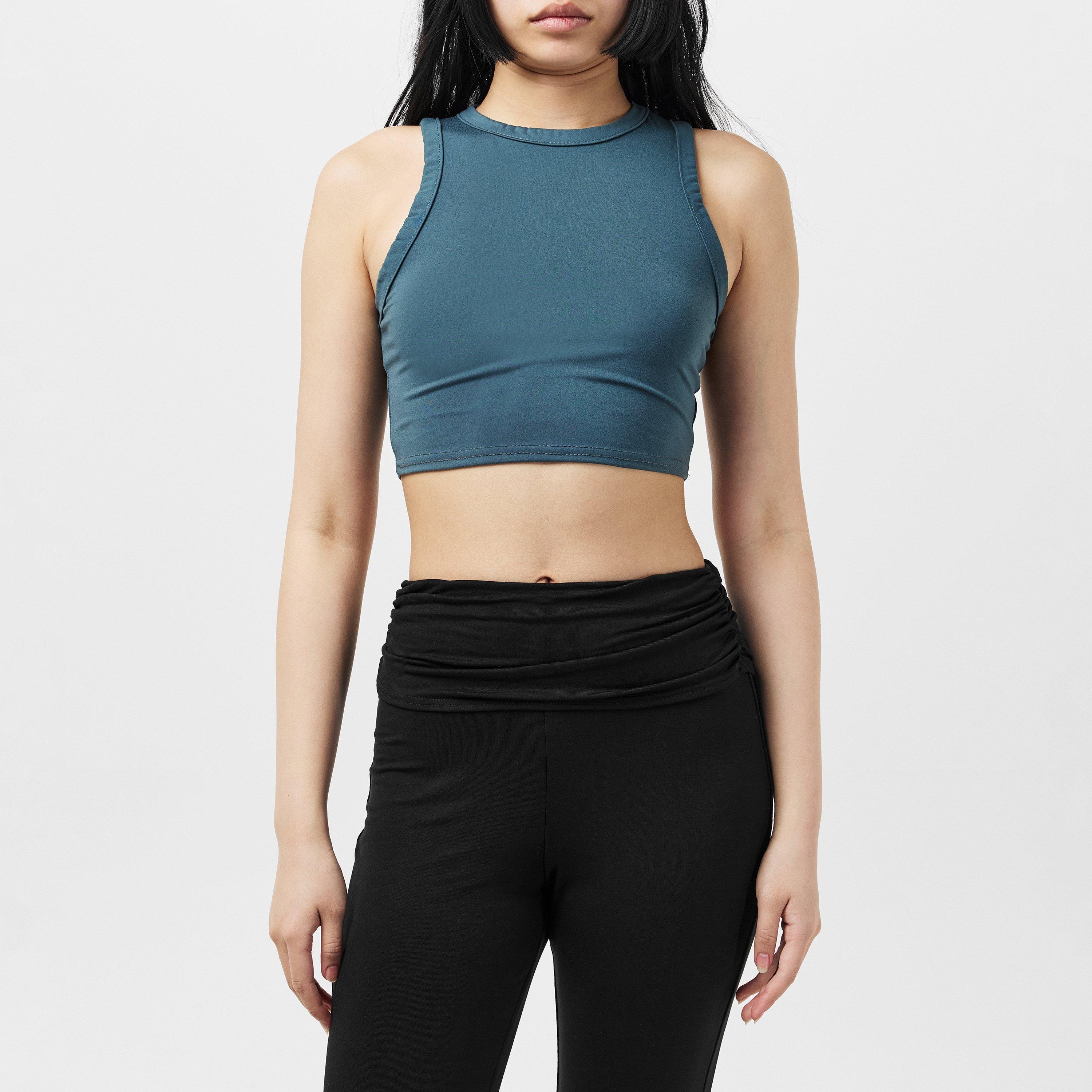 Grey - Missy Empire - Premium Sculpt Racer Crop Top Womens - 3
