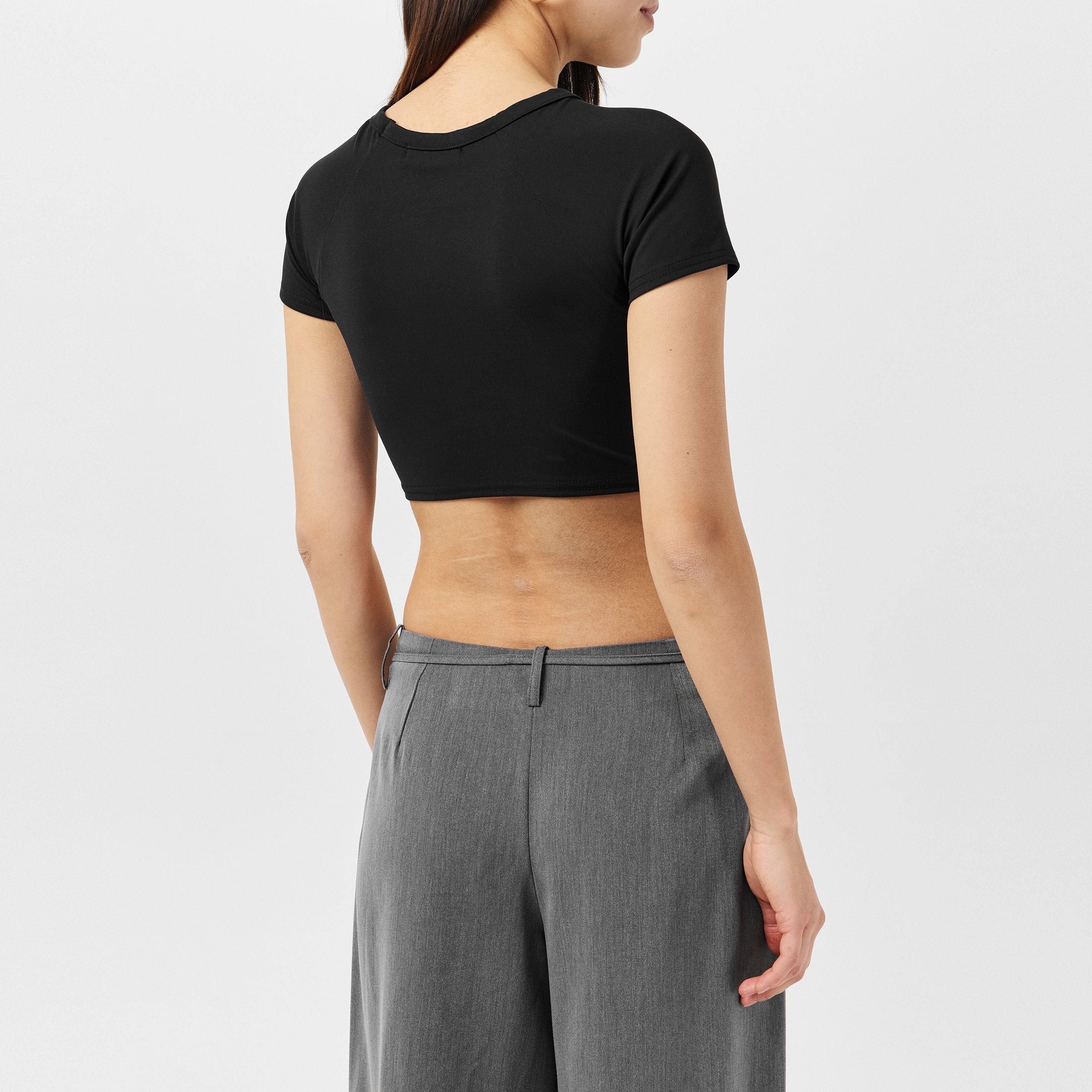 Zwart - Missy Empire - Premium Sculpt Crop Tee Womens - 4