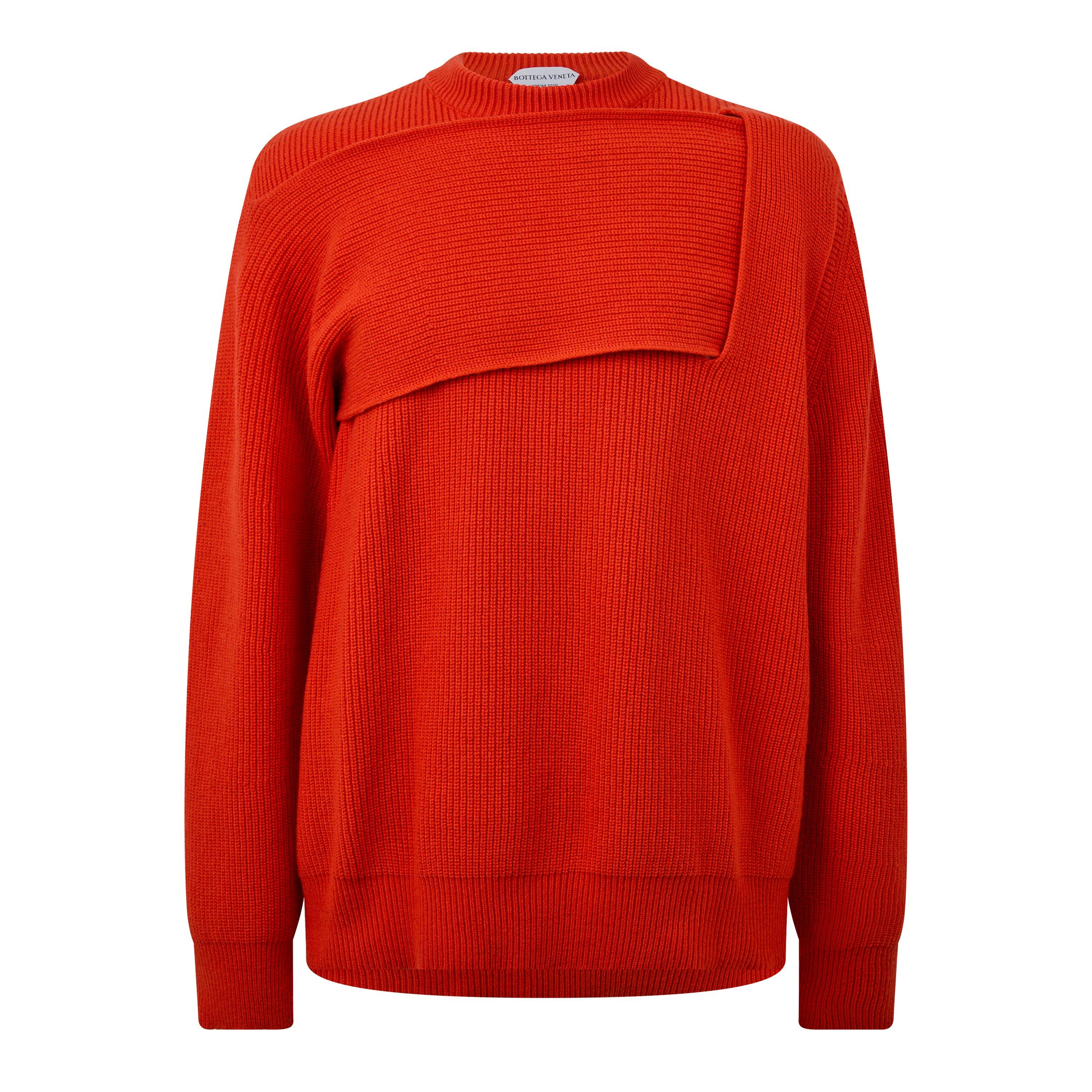 Orange - Bottega Veneta - Men's Knitted Ribbed Crew Neck Jumper - 1