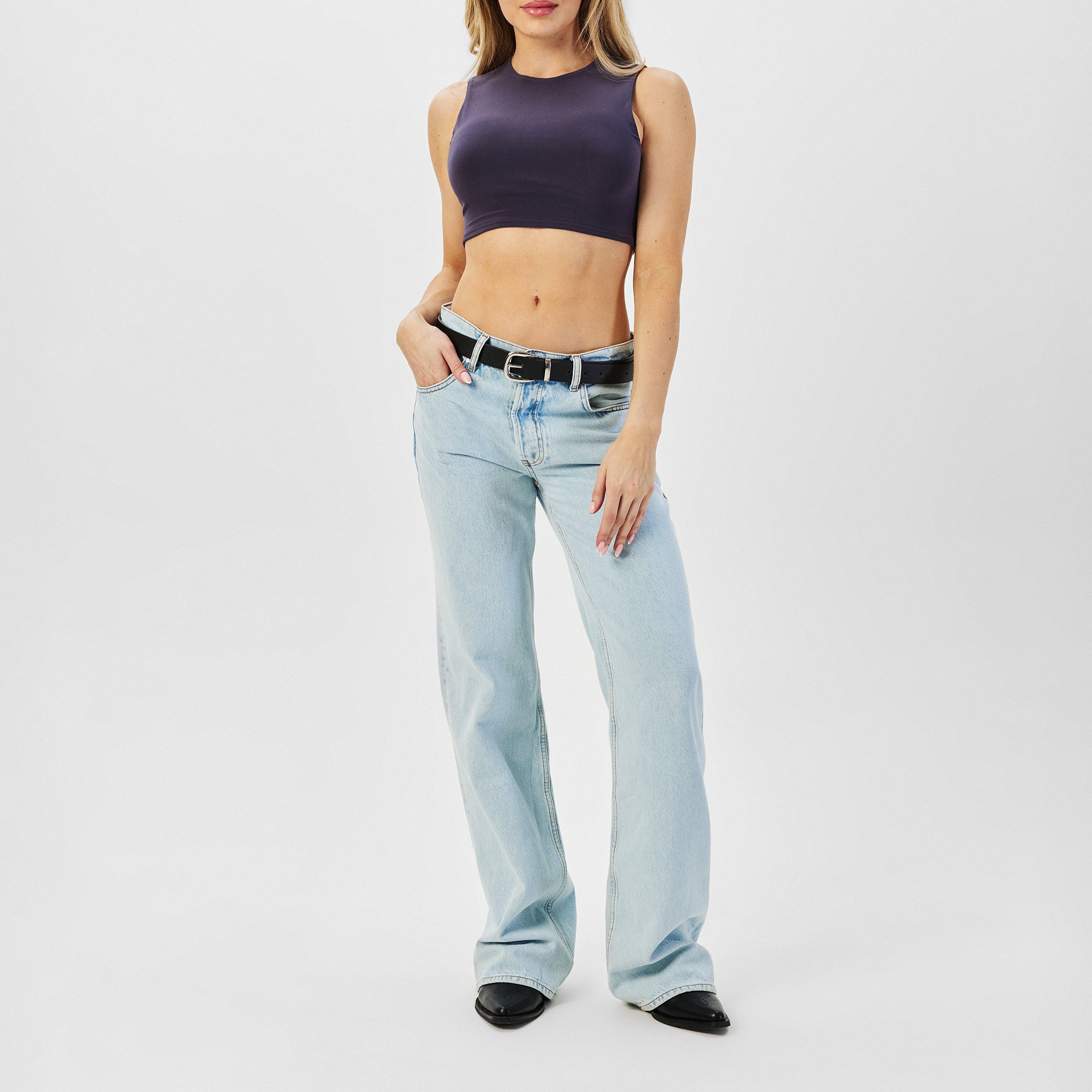 Charcoal - Missy Empire - Racer Back Crop Top Womens - 6