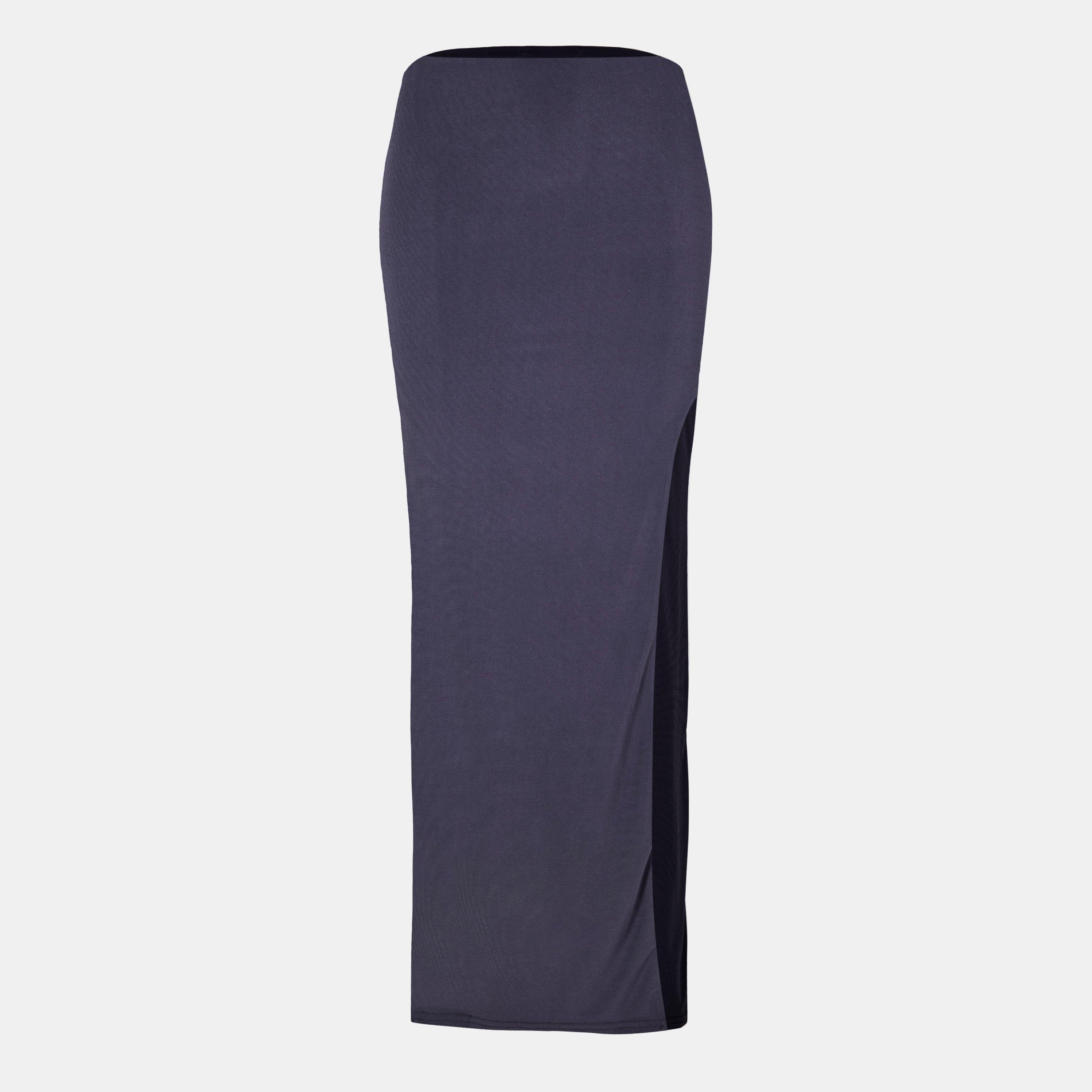 Charcoal - Missy Empire - Super Soft Split Leg Skirt - 1