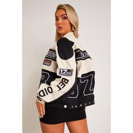 Missy Empire Multi Patch 2 in 1 Detachable Cropped Racing Jacket