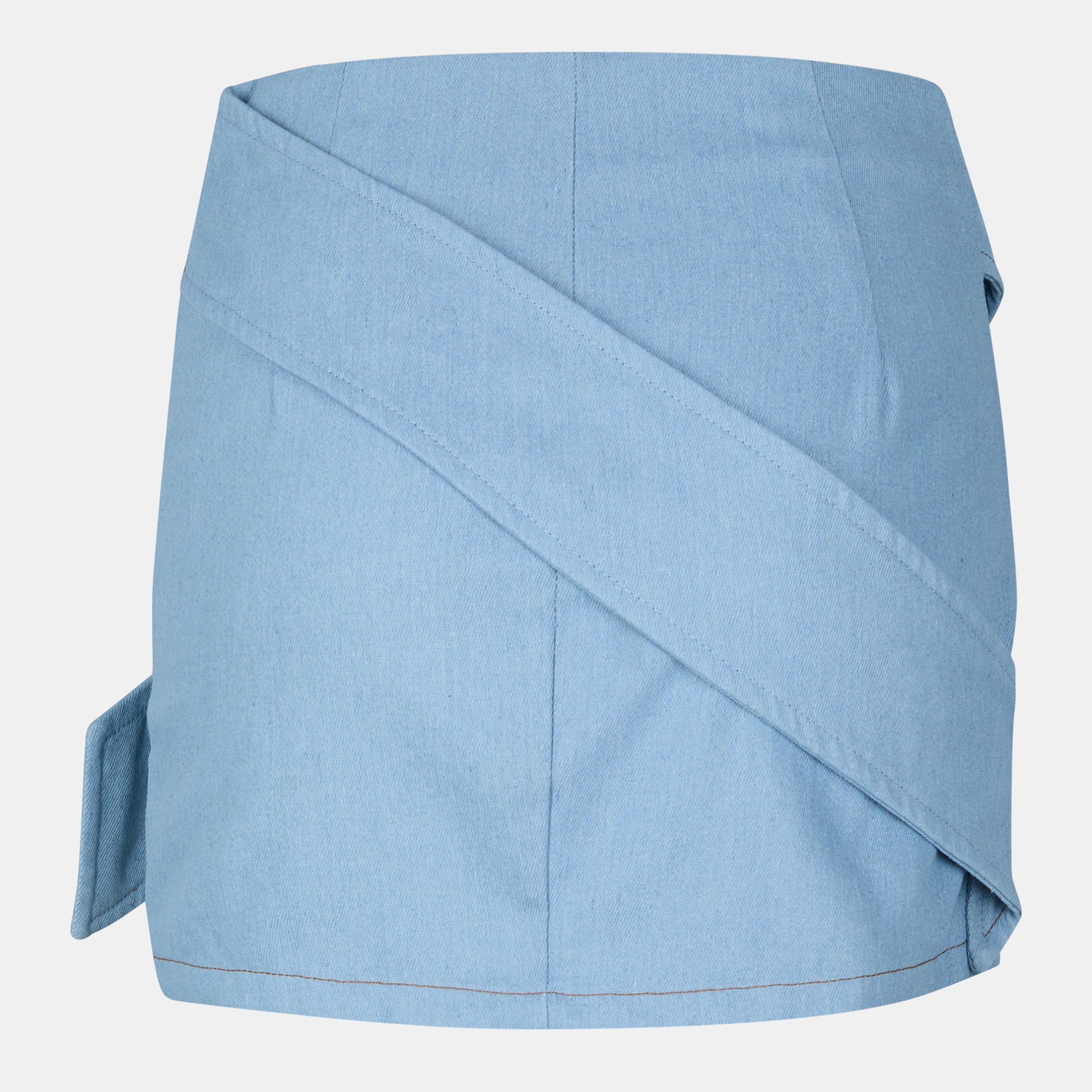Blauw - Missy Empire - Mid Wash Pastel Blue Denim Belted Mini Skirt Womens - 2