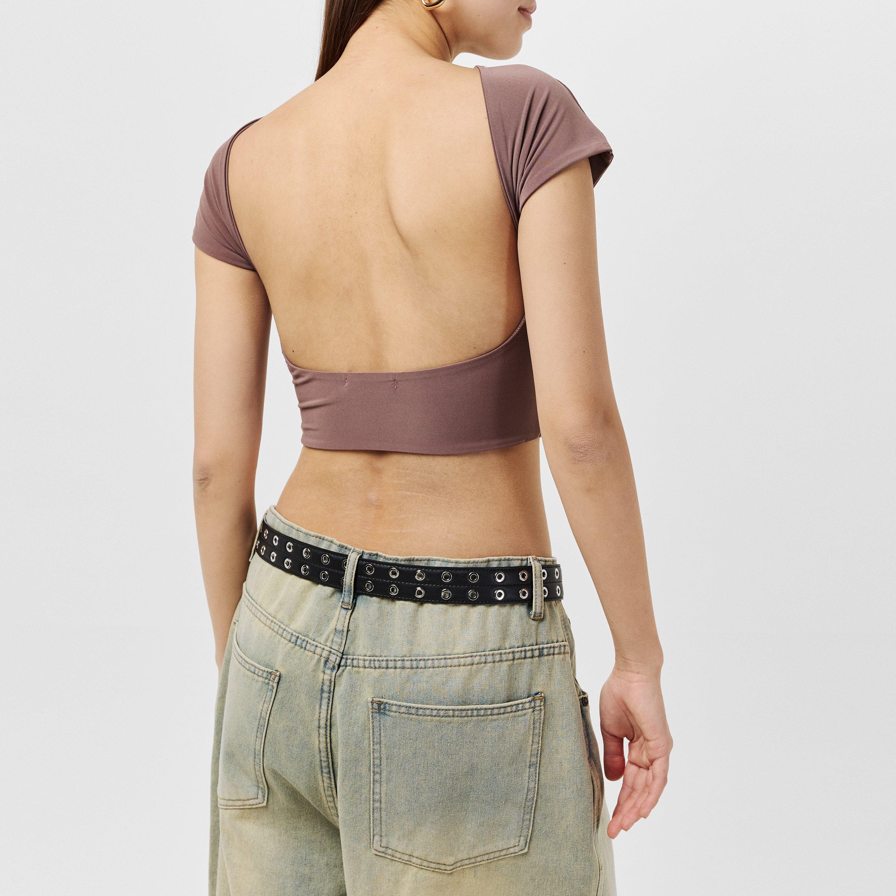 Moka - Missy Empire - Super Soft Low Back Crop Top - 4