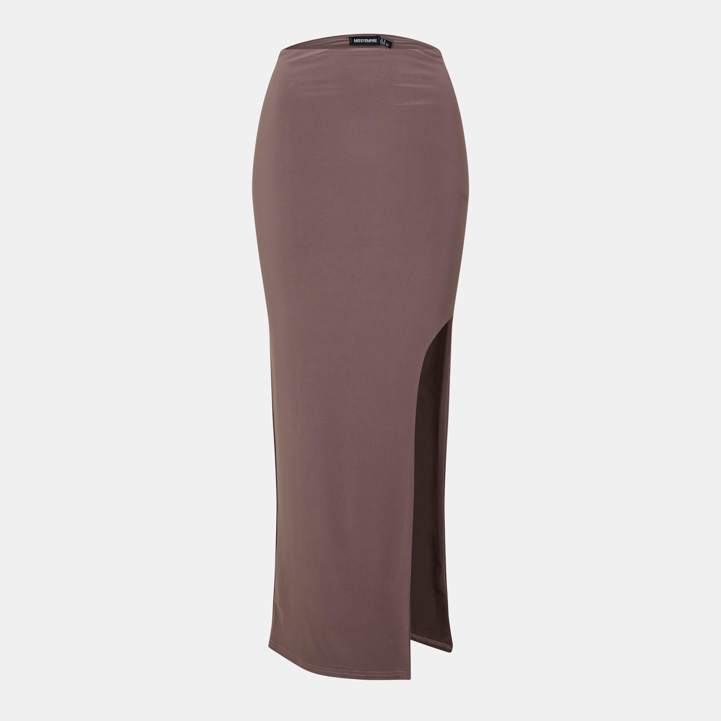 Missy Empire Women's Super Soft Split Maxi Skirt - Mocha - 14 (L)