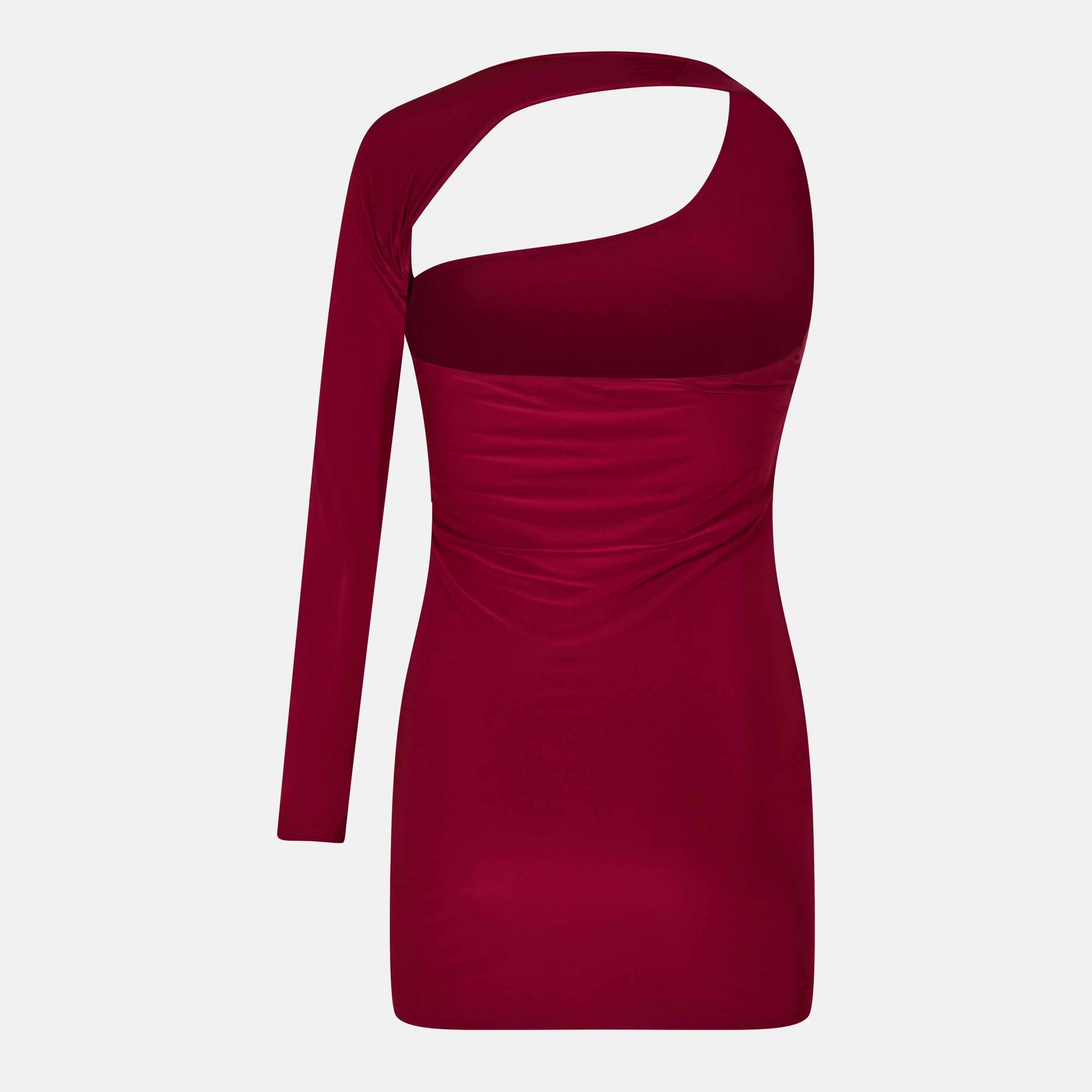 Vino - Missy Empire - One Sleeve Slinky Mini Dress - 2