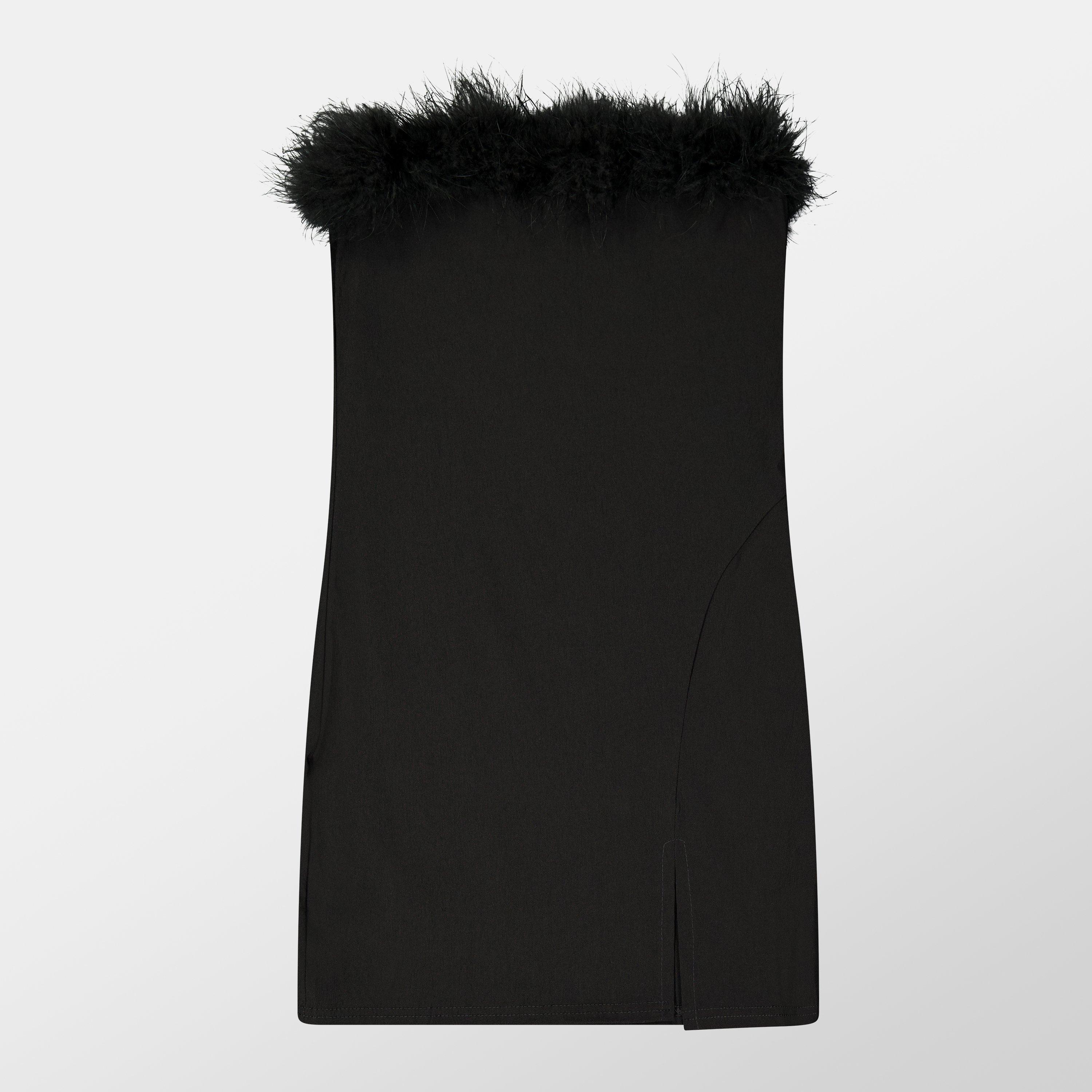 jenna ortega black mini dress GURANDA - Mini-Dress With Feathers