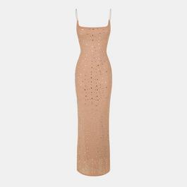 Missy Empire ME Nude Rhinestone Embellished Mesh Maxi Dress