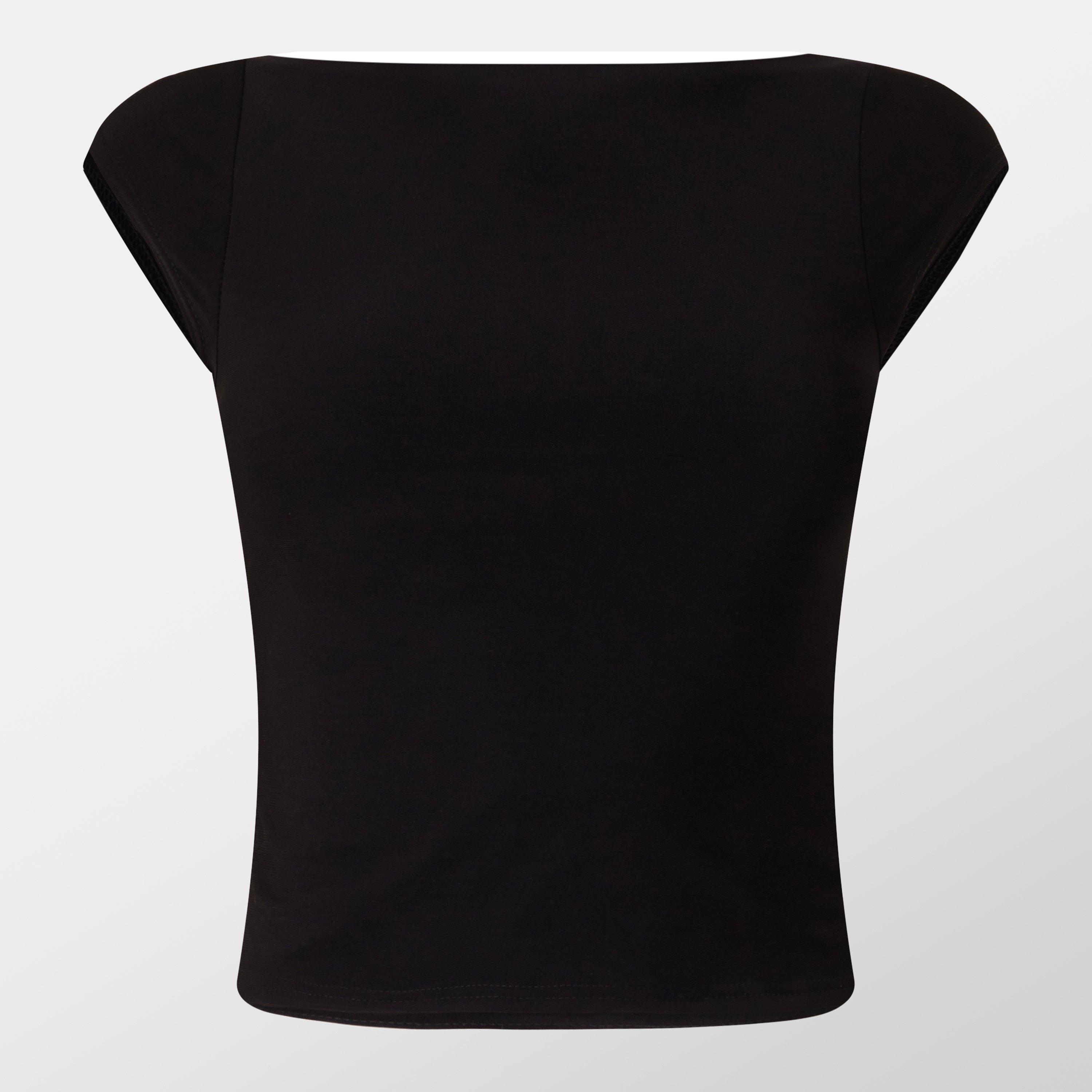 Black - Missy Empire - Cap Sleeve Top - 1