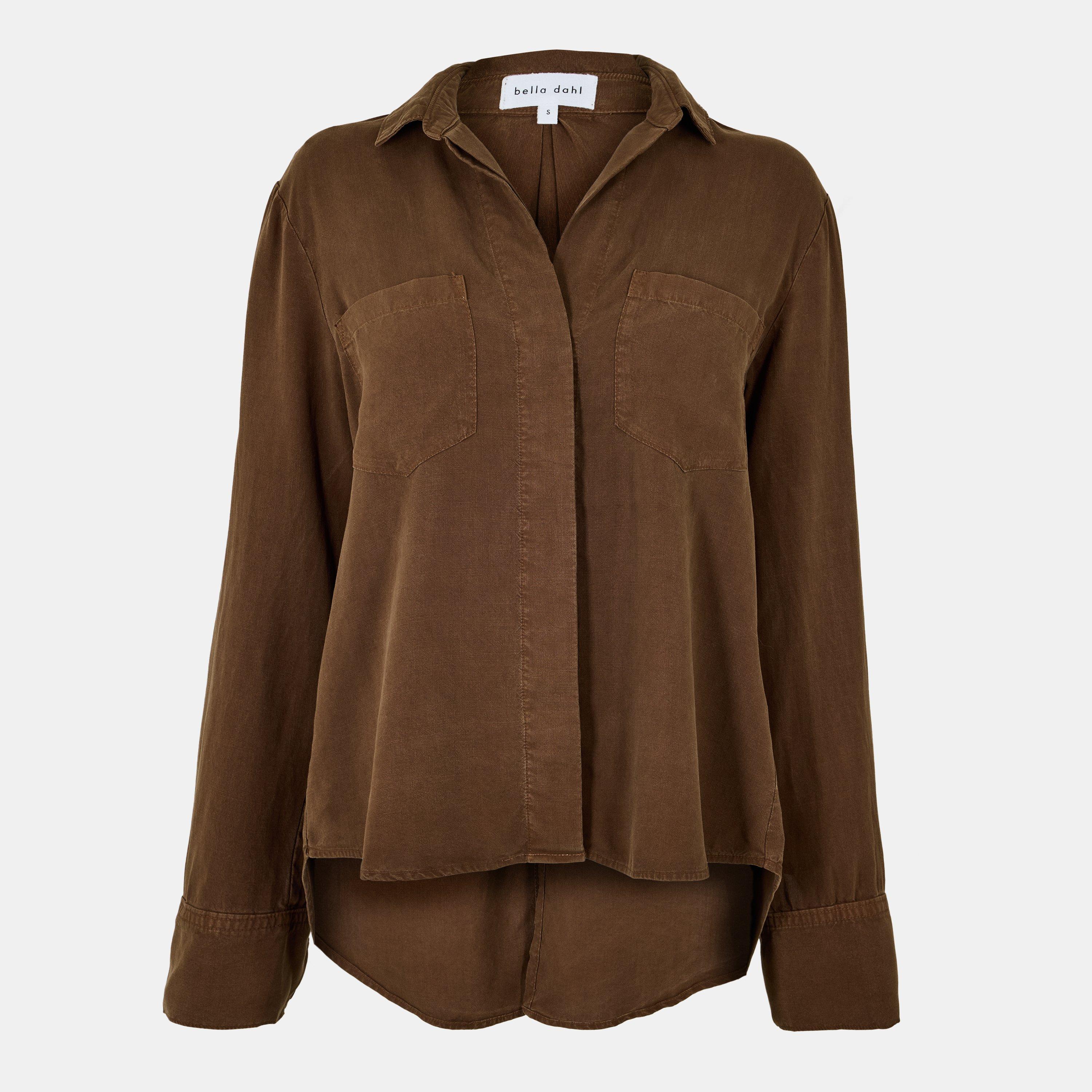 Bella Dahl Women's Split Back Long-Sleeve Plain Shirt - Golden Topaz - 14 (L)