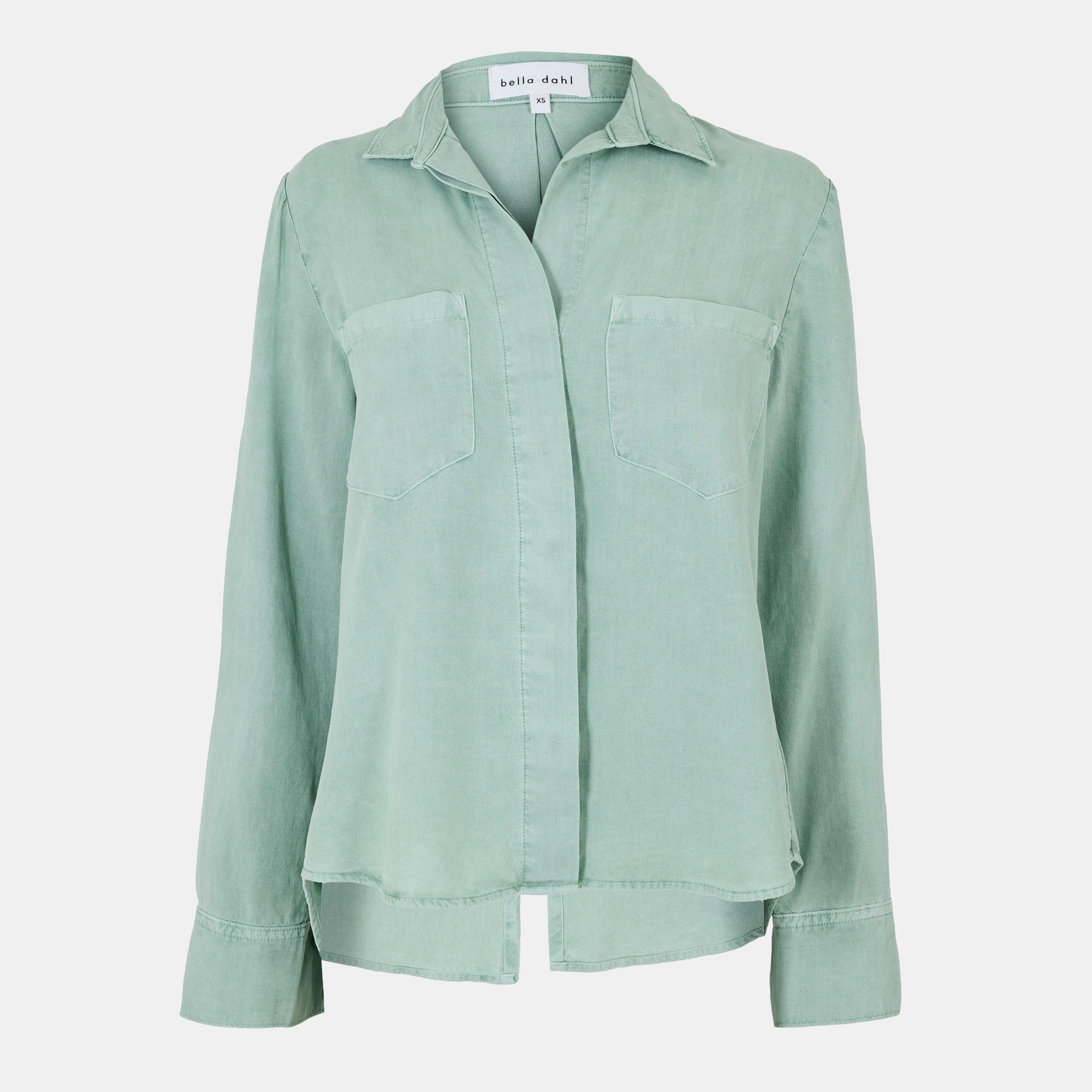 Bella Dahl Women's Split Back Long-Sleeve Plain Shirt - Oasis Green - 8 (XS)