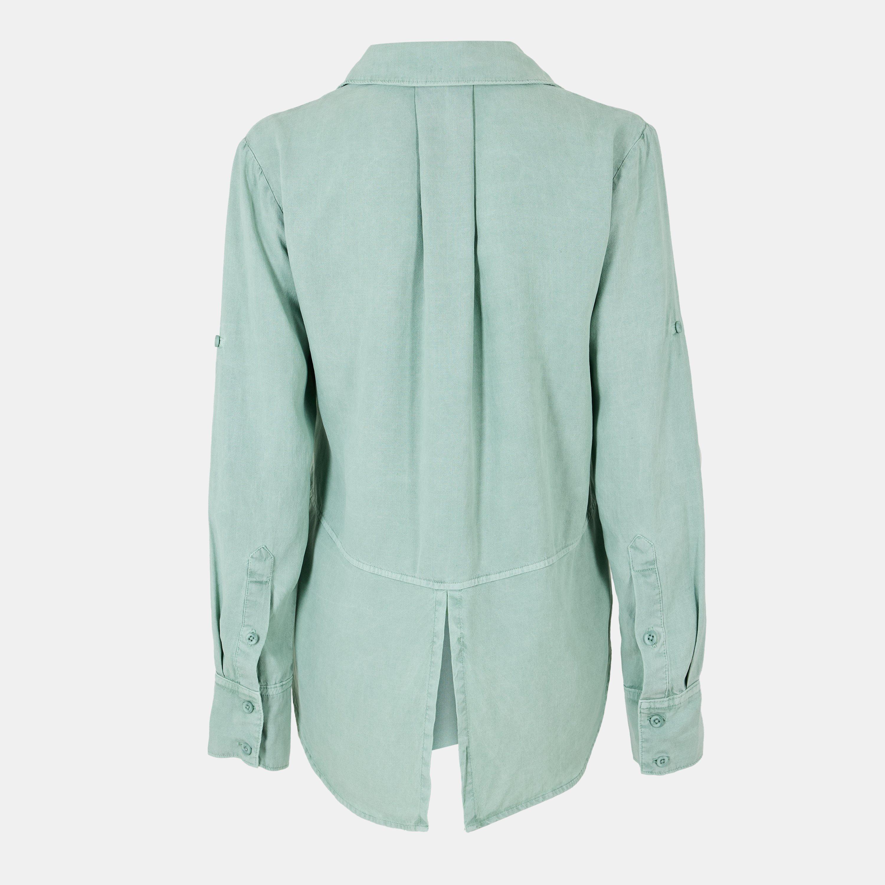 Oasis Green - Bella Dahl - Women's Split Back Long-Sleeve Plain Shirt - 2