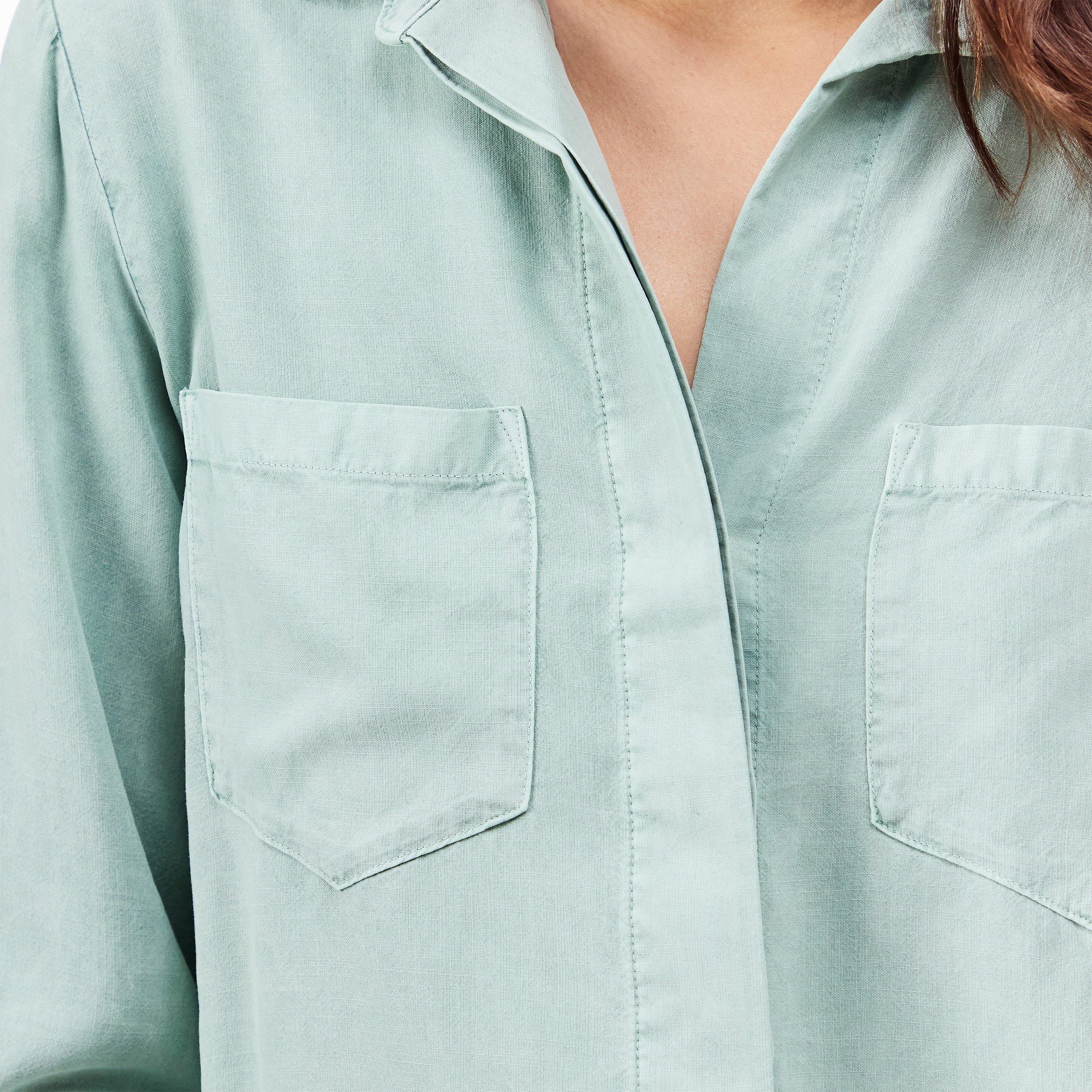 Oasis Green - Bella Dahl - Women's Split Back Long-Sleeve Plain Shirt - 5