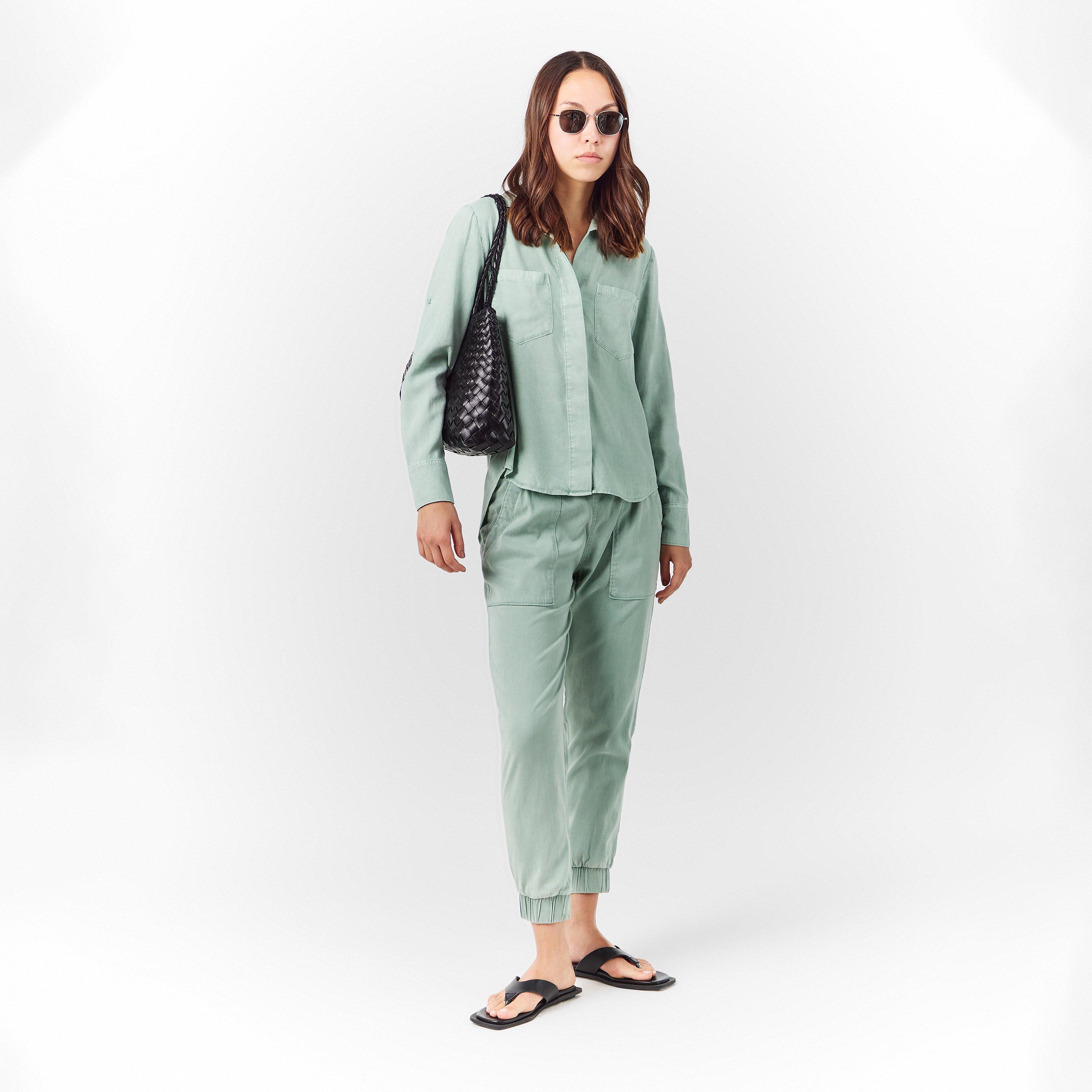 Oasis Green - Bella Dahl - Women's Split Back Long-Sleeve Plain Shirt - 6