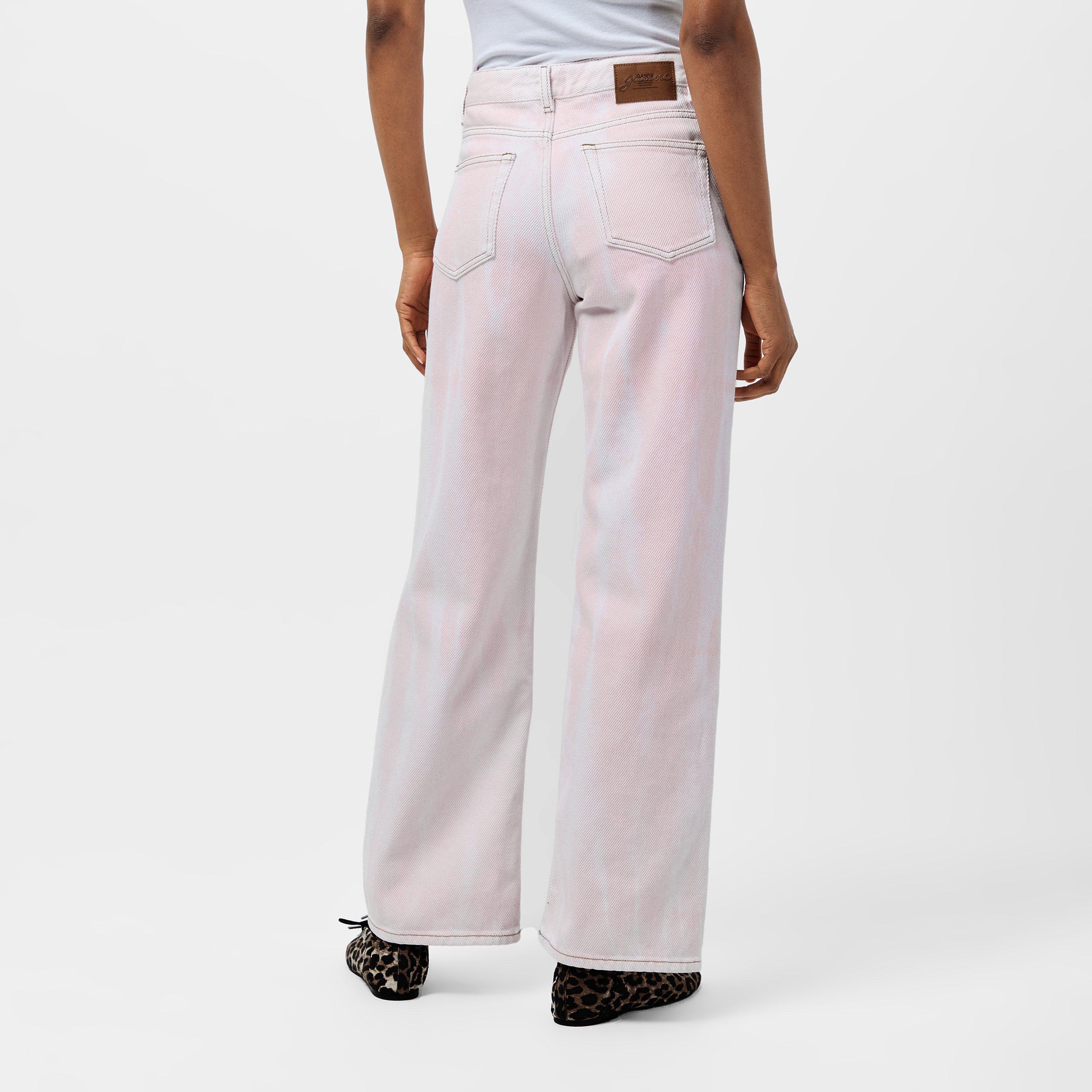 Chalk Pink - Ganni - Women's Izey Wide Leg Jeans - 4
