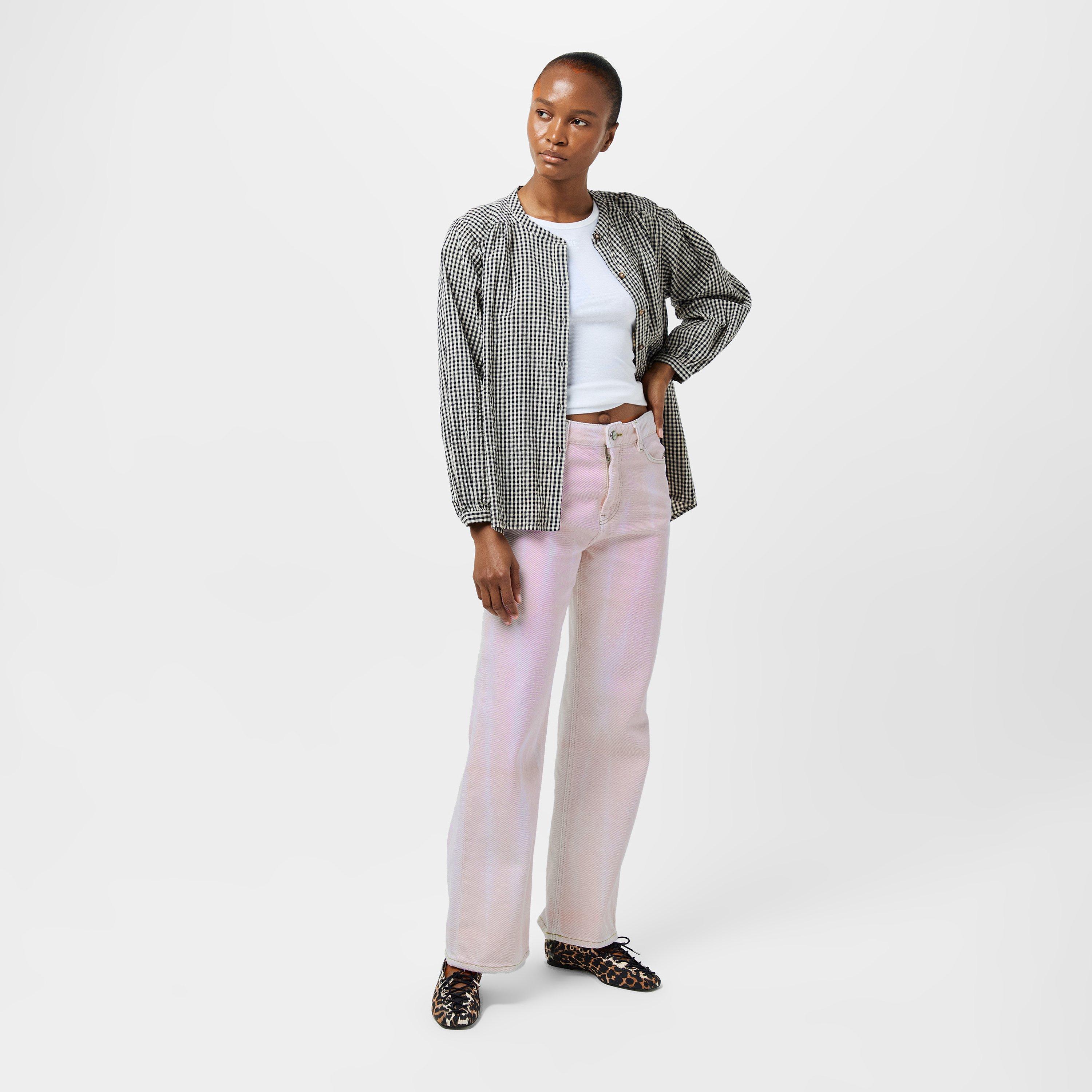 Chalk Pink - Ganni - Women's Izey Wide Leg Jeans - 6