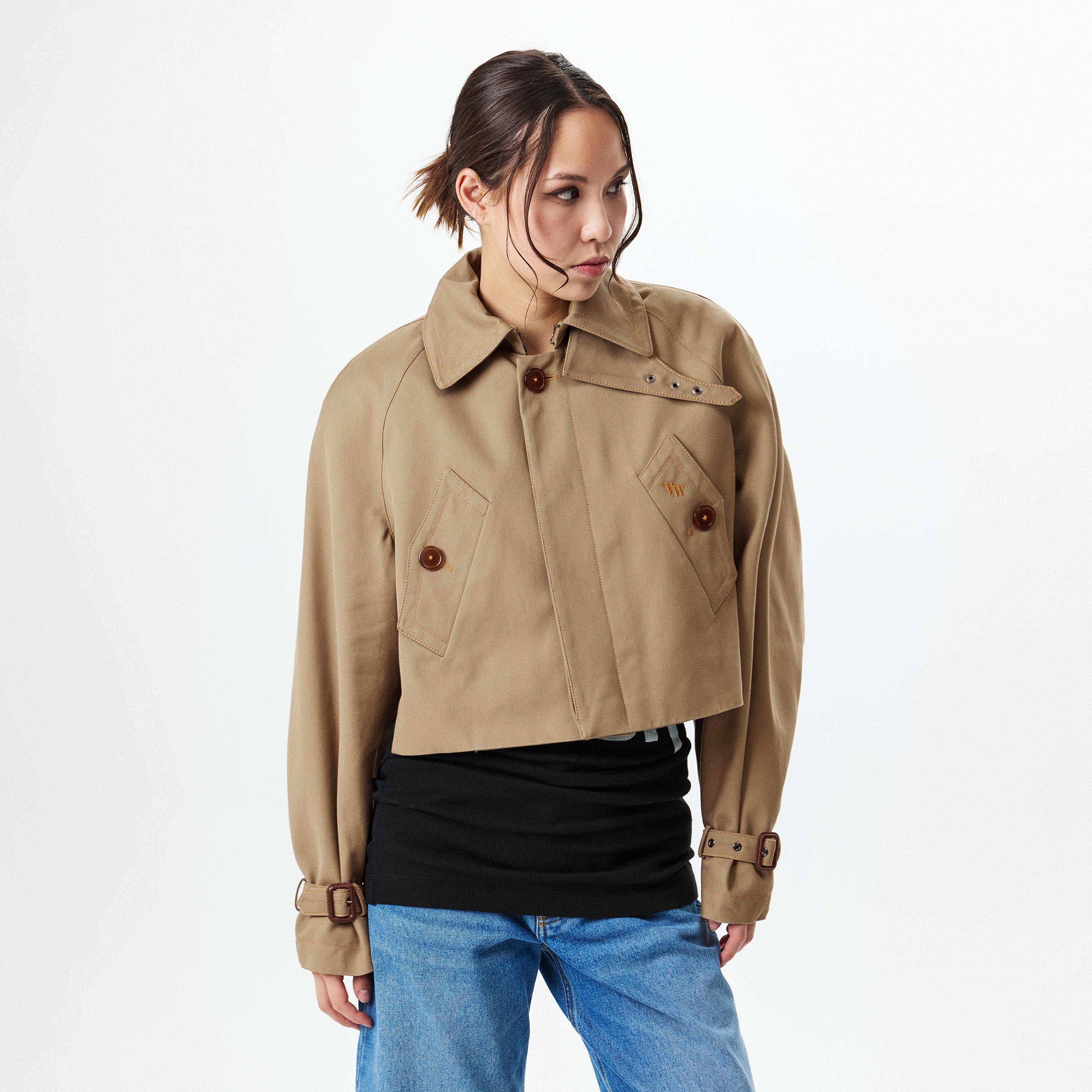 Beige - Vivienne Westwood - Women's Graziano Cropped Cotton Trench Coat - 3