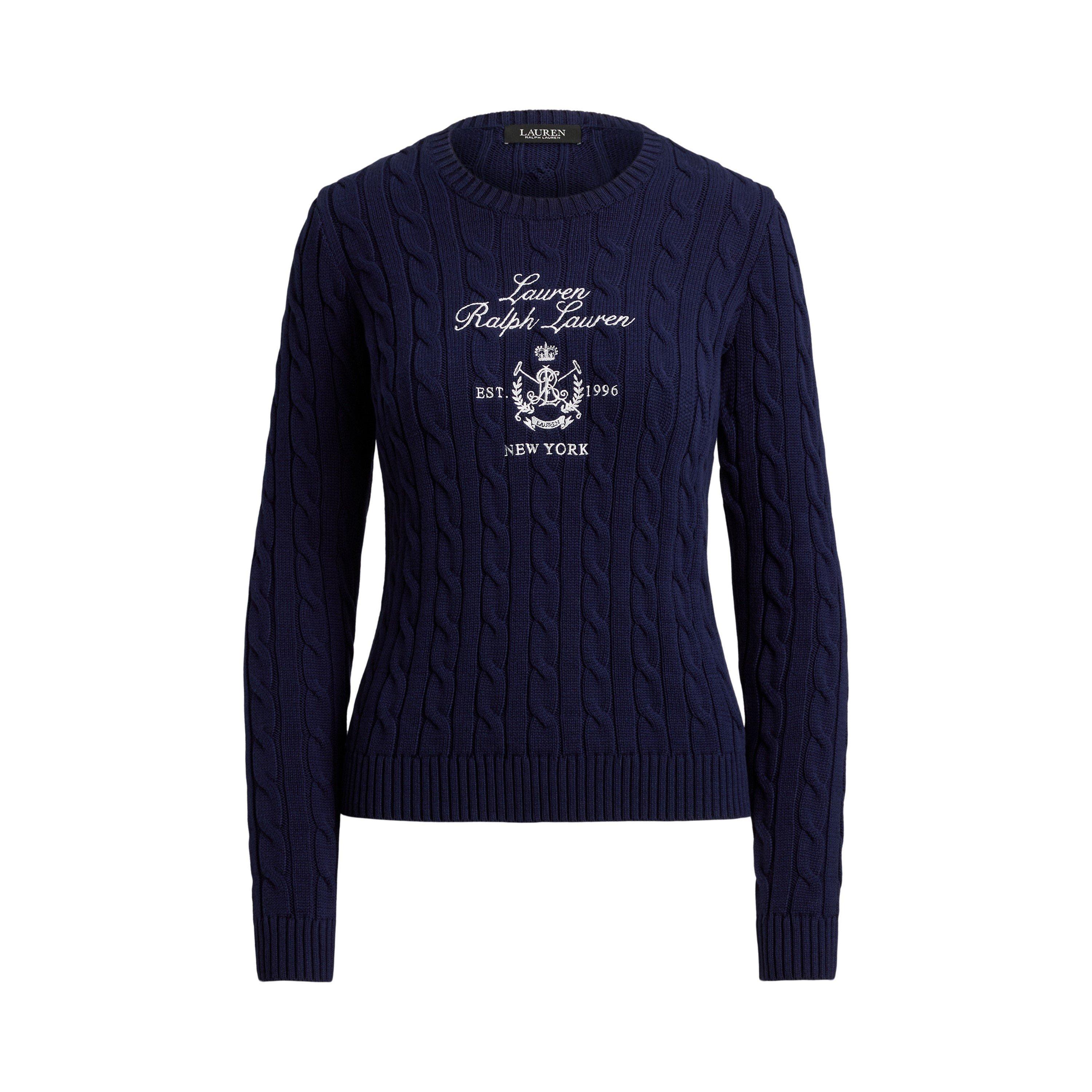 Lauren By Ralph Lauren Women's Refined Navy Rinett Knitted Crew Neck Jumper - 8 (XS)