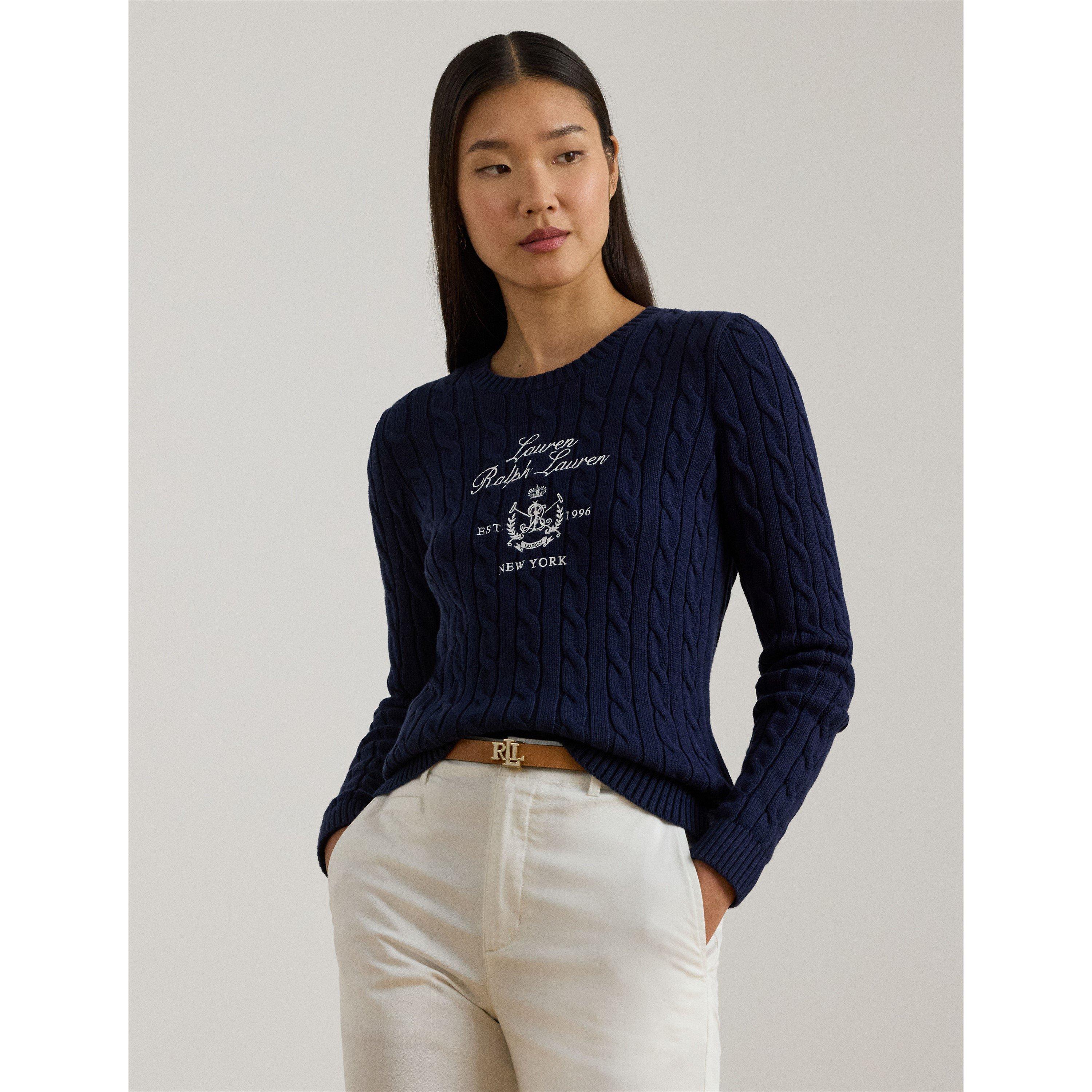 Refined Navy - Lauren by Ralph Lauren - Women's Rinett Knitted Crew Neck Jumper - 2