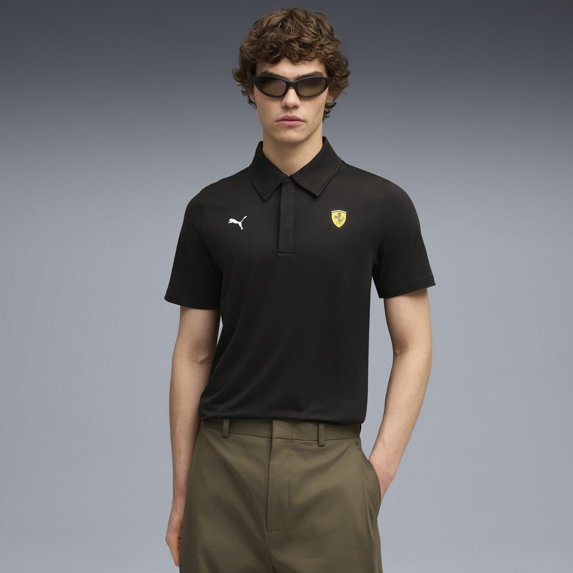 Nero - Puma - Men's Ferrari Sportswear Cloudspun Short Sleeve Polo - 3