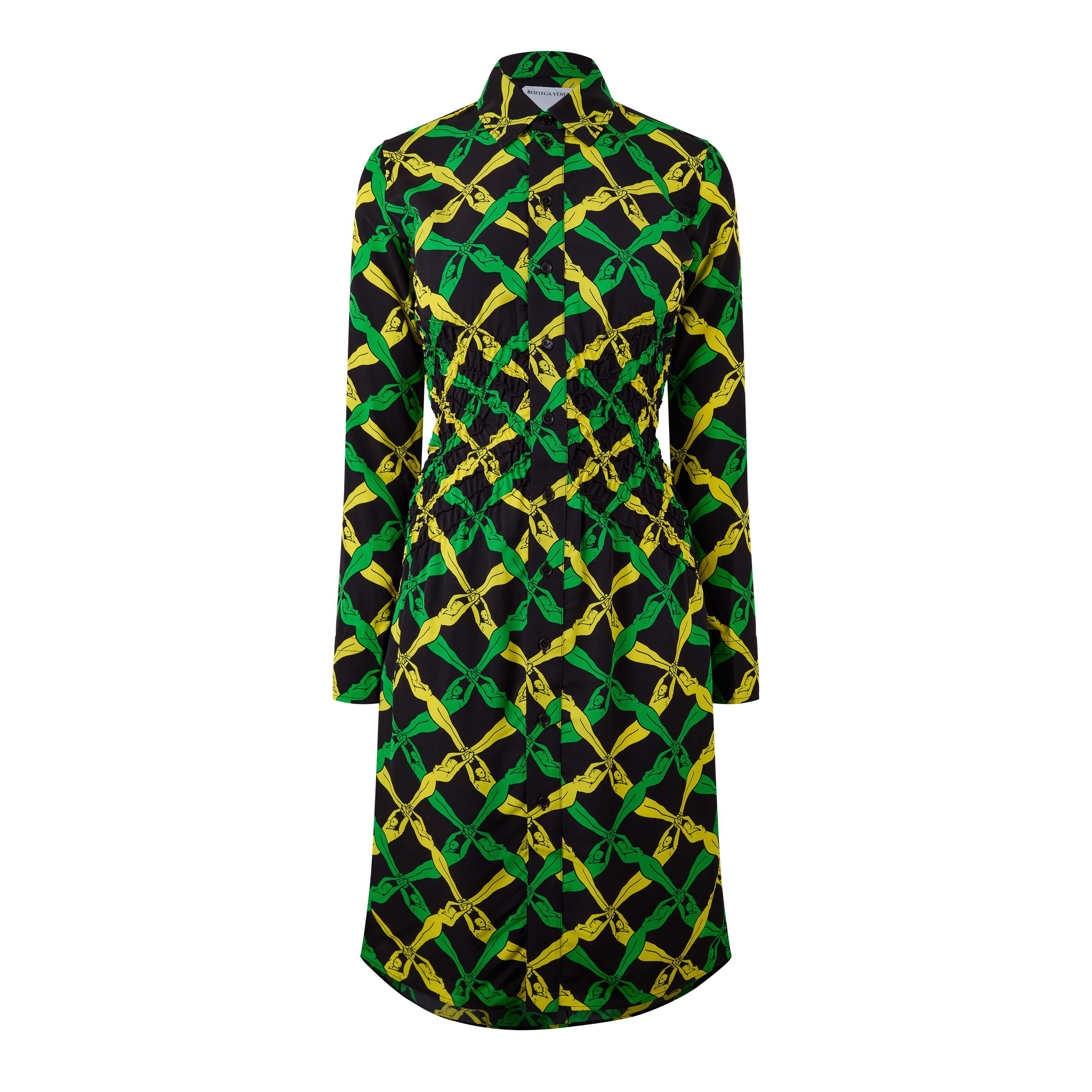 Grass/Yellow - Bottega Veneta - Women's Shift Dress - 1